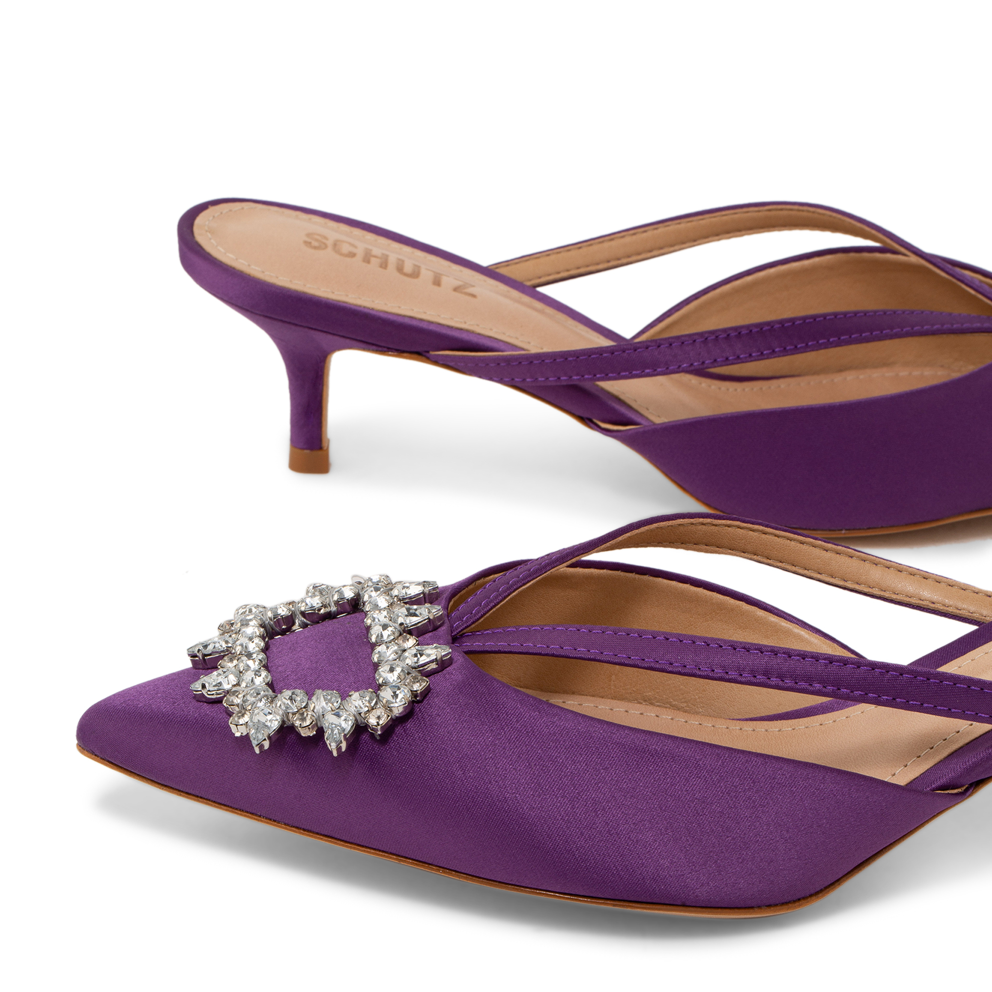 

Satin mules, Purple