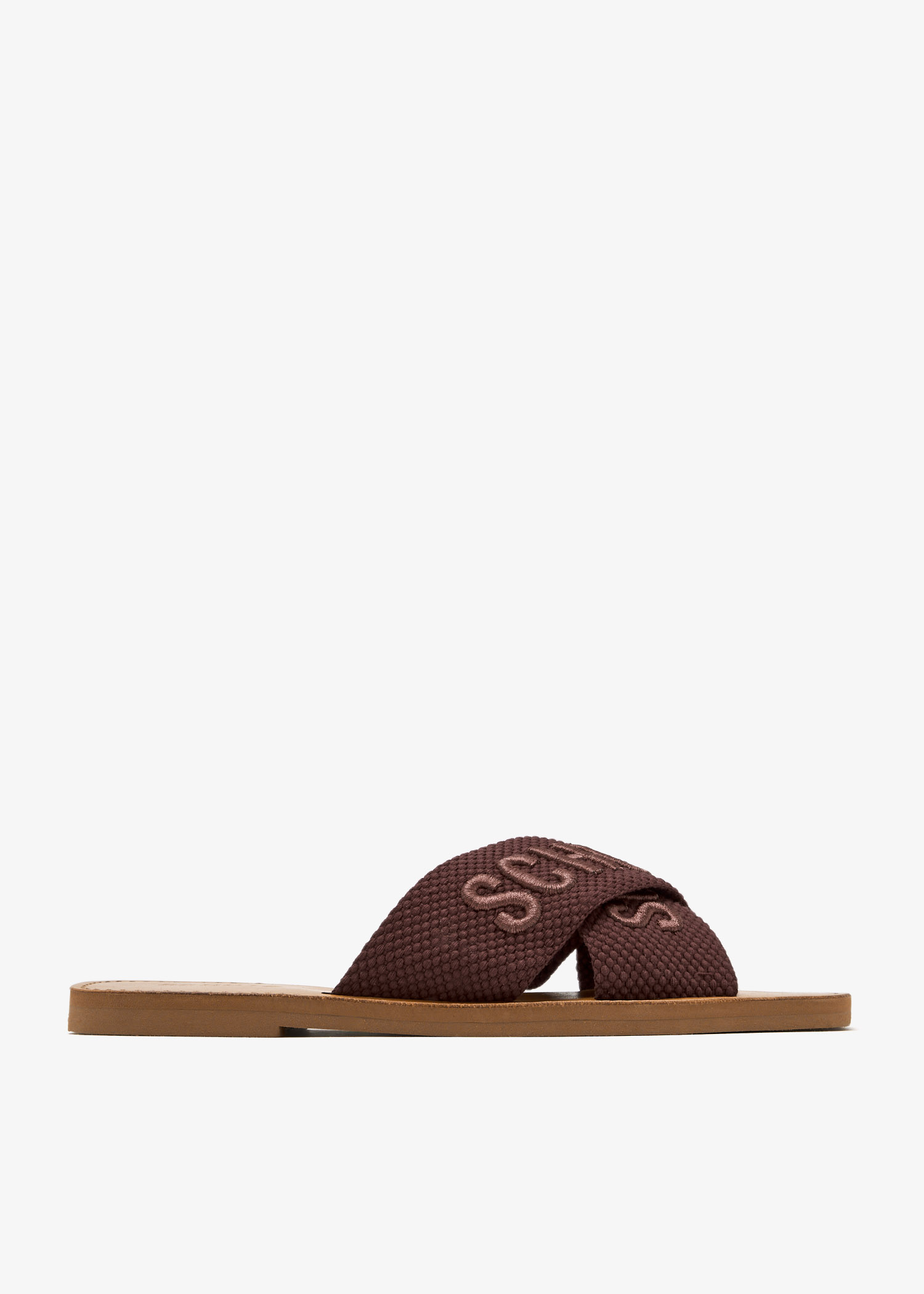 

Logo flat sandals, Brown