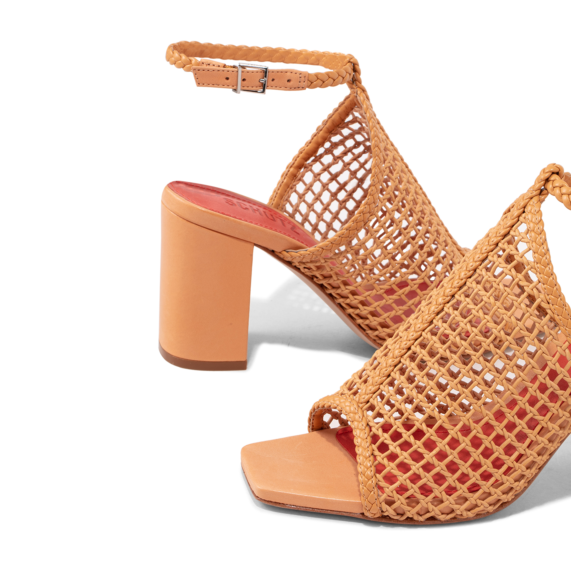 

Net leather sandals, Orange