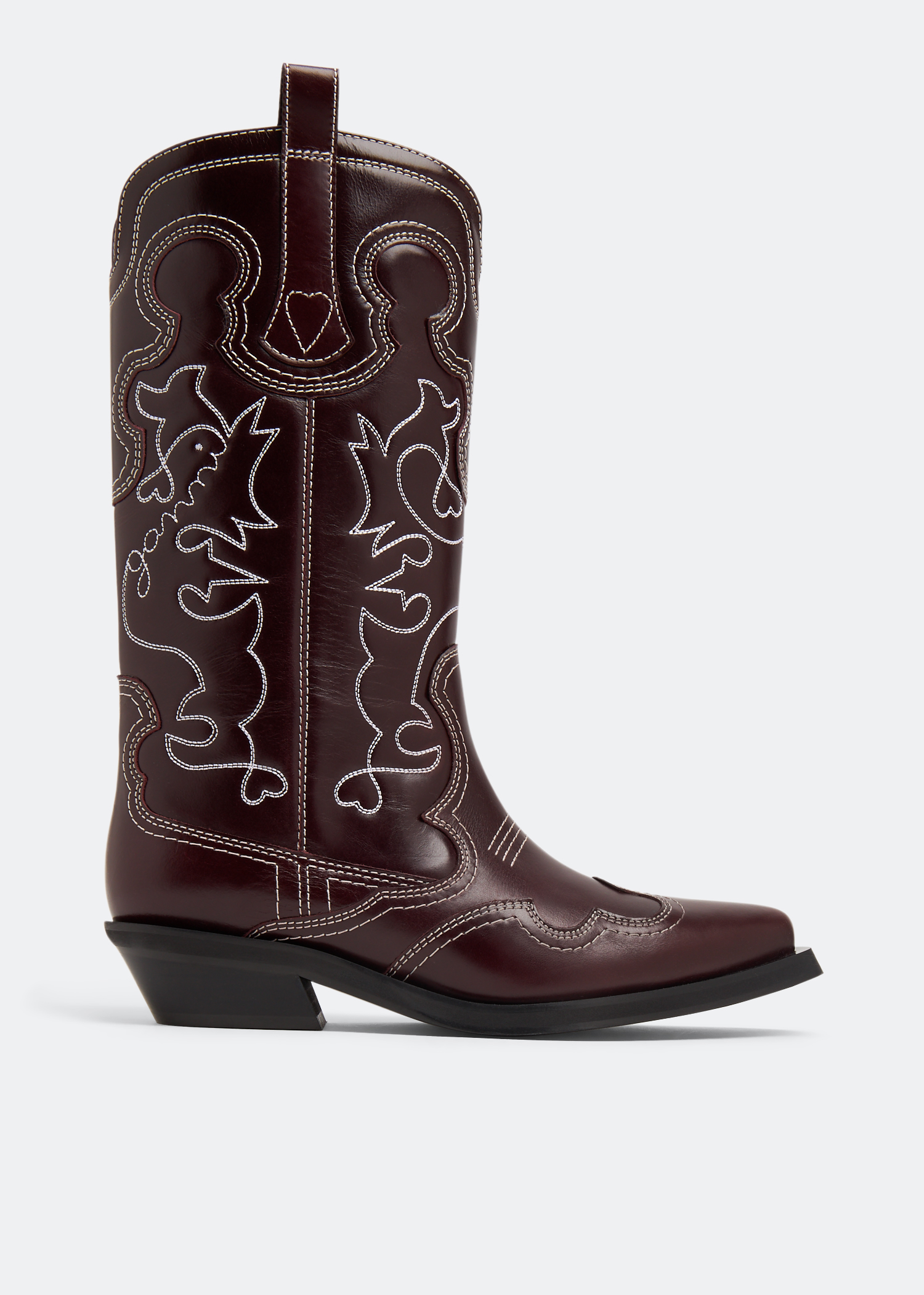 

Embroidered Western boots, Burgundy