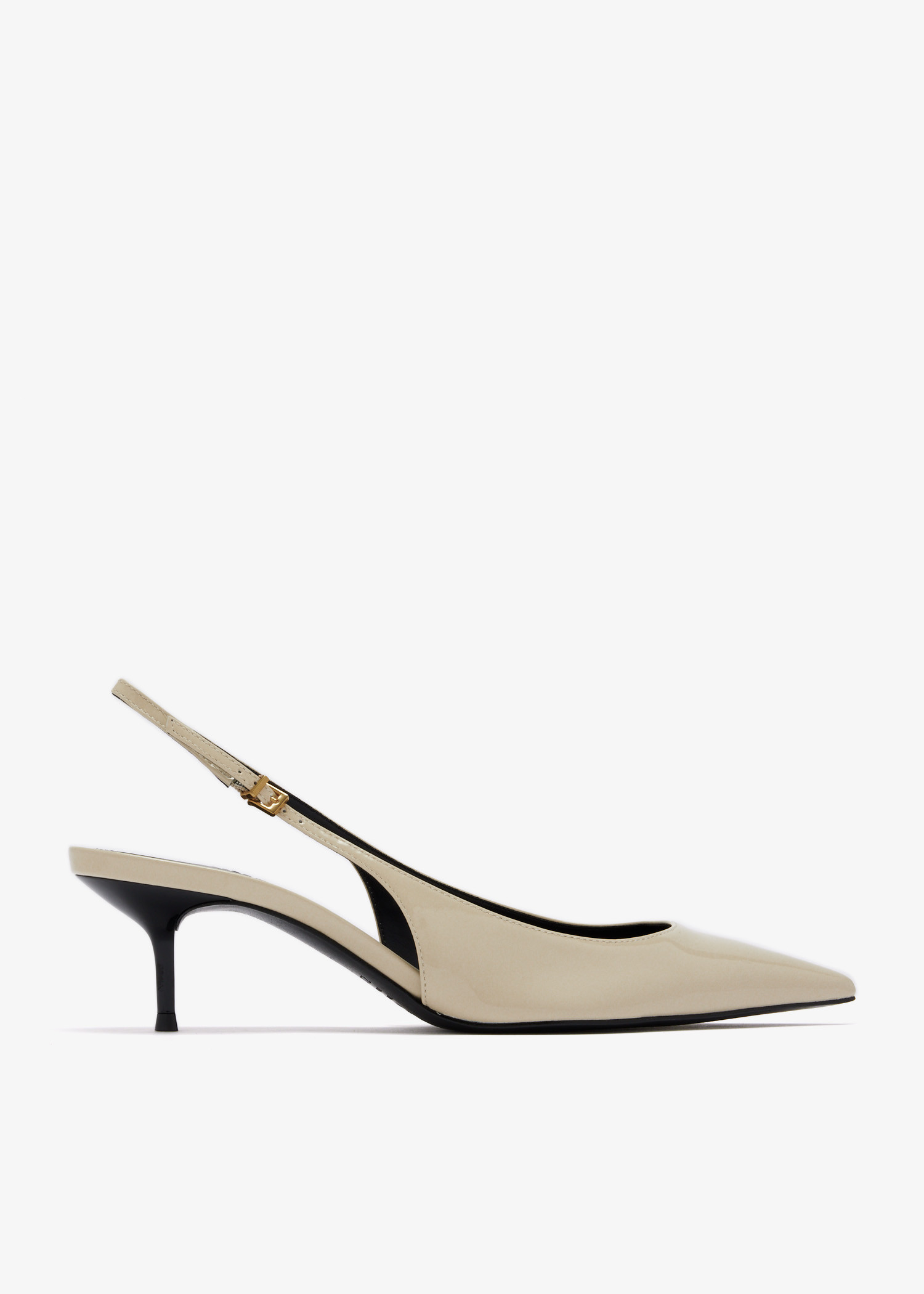 

Patent leather slingback pumps, Cream