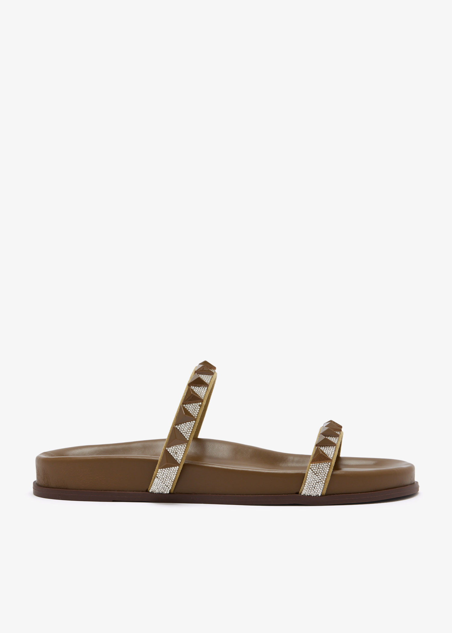 

Stud flat sandals, Brown