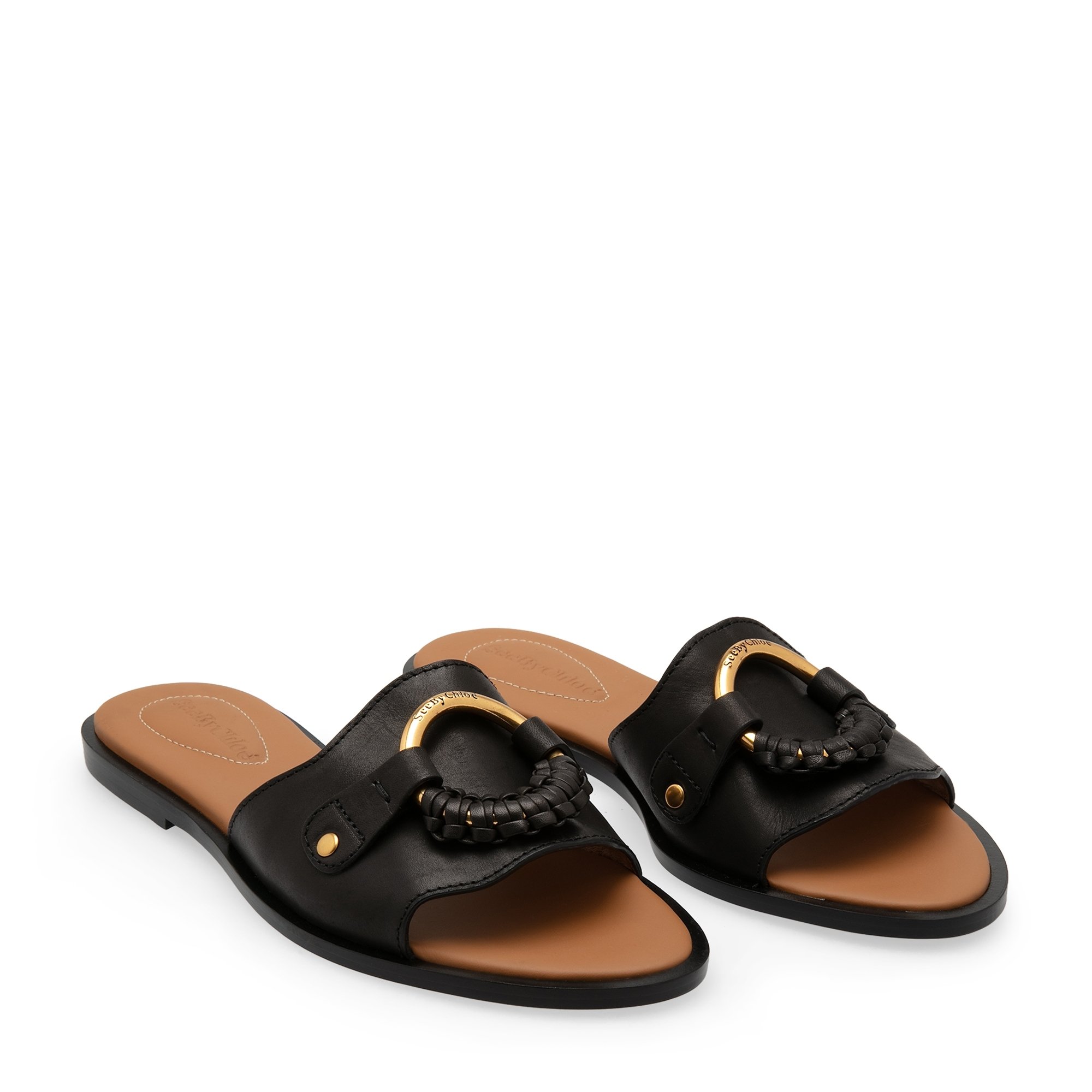 

Leather slides, Black