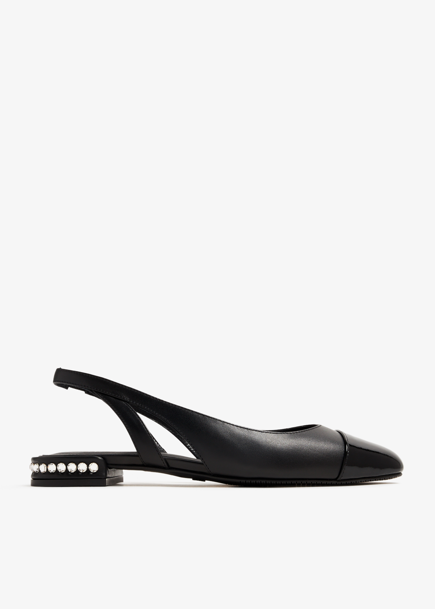 

Crystal slingback flats, Black