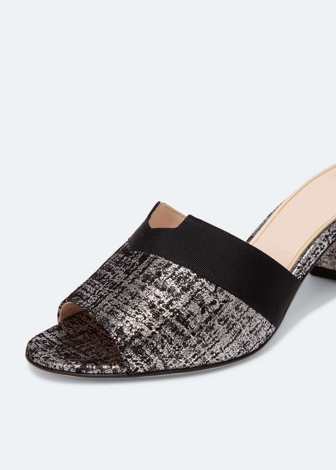 

Leather mules, Silver