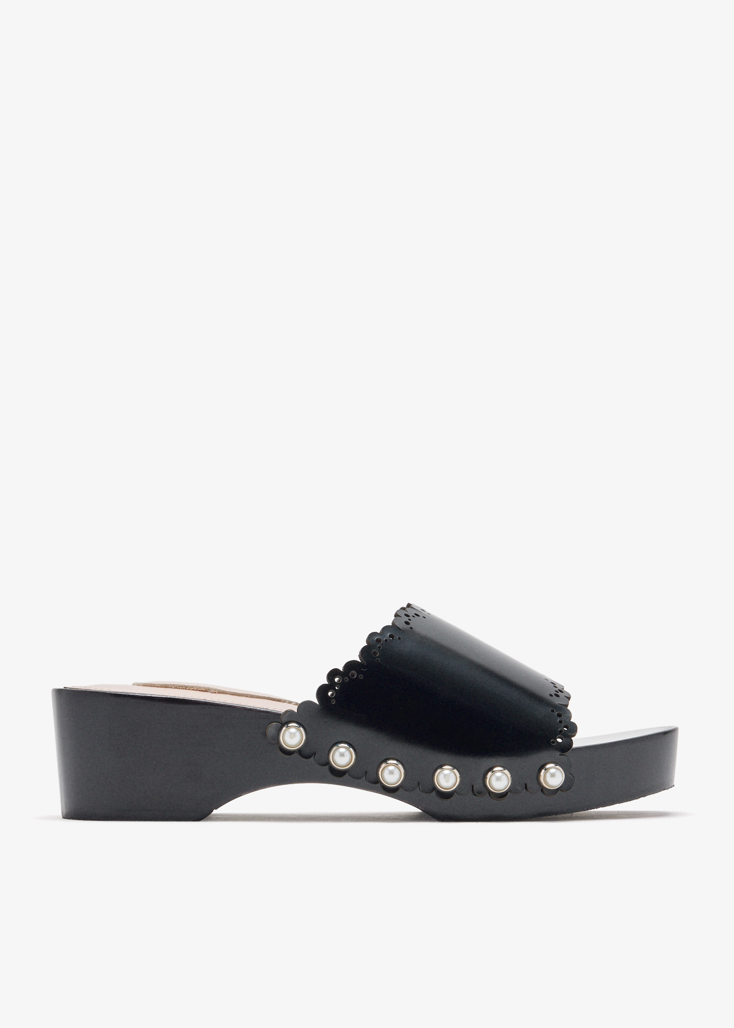 

Scalloped Wooden clogs, Black