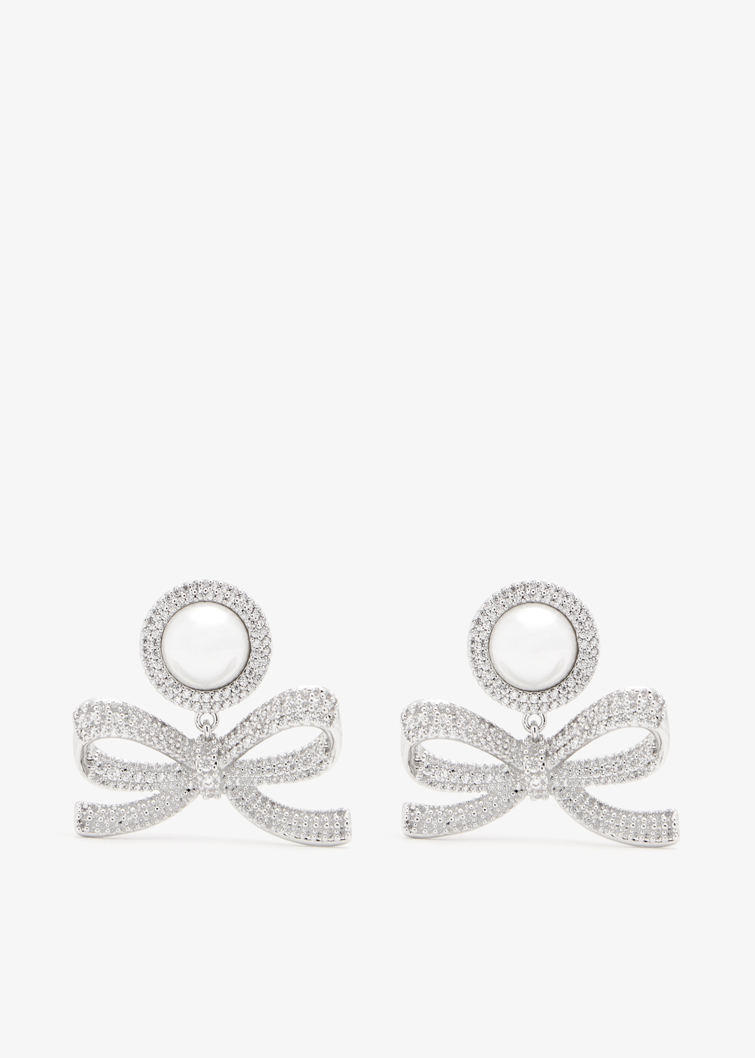 

Pearl Bow drop earrings, Silver