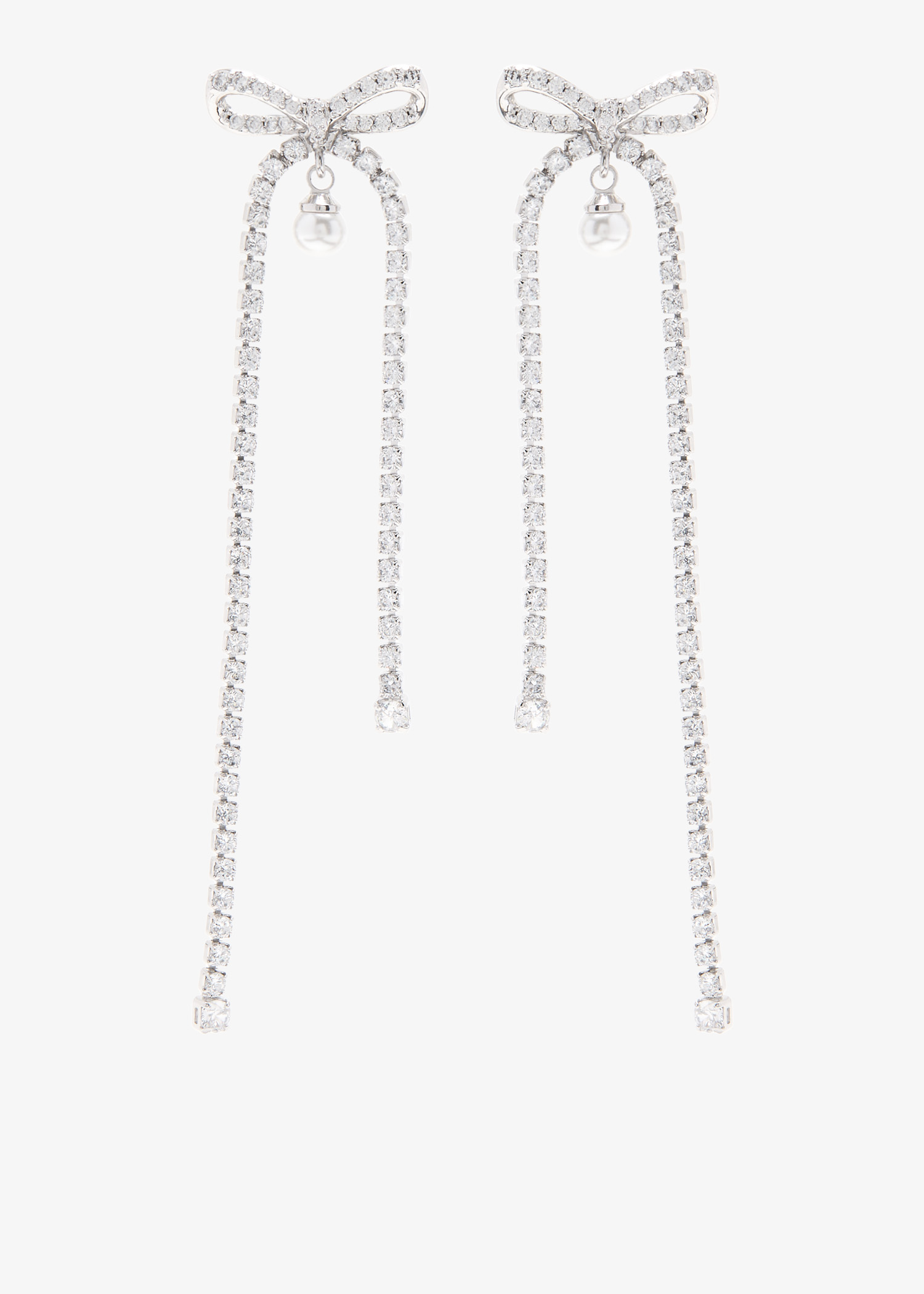 

Bow pearl dangle earrings, Silver