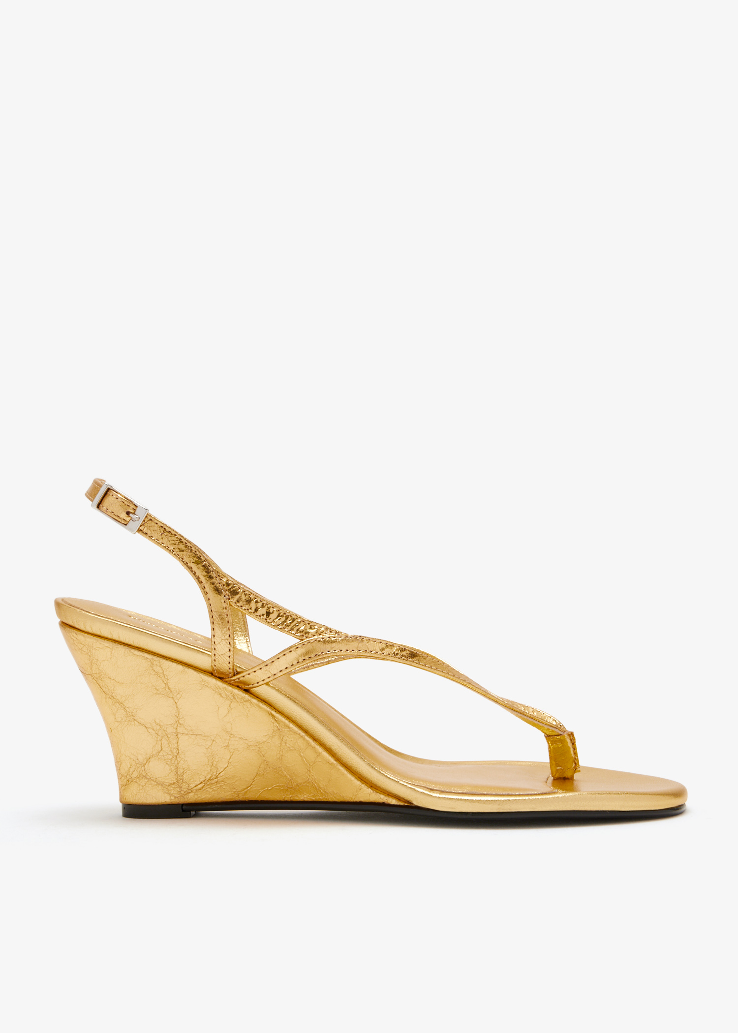 

Leather wedge sandals, Gold