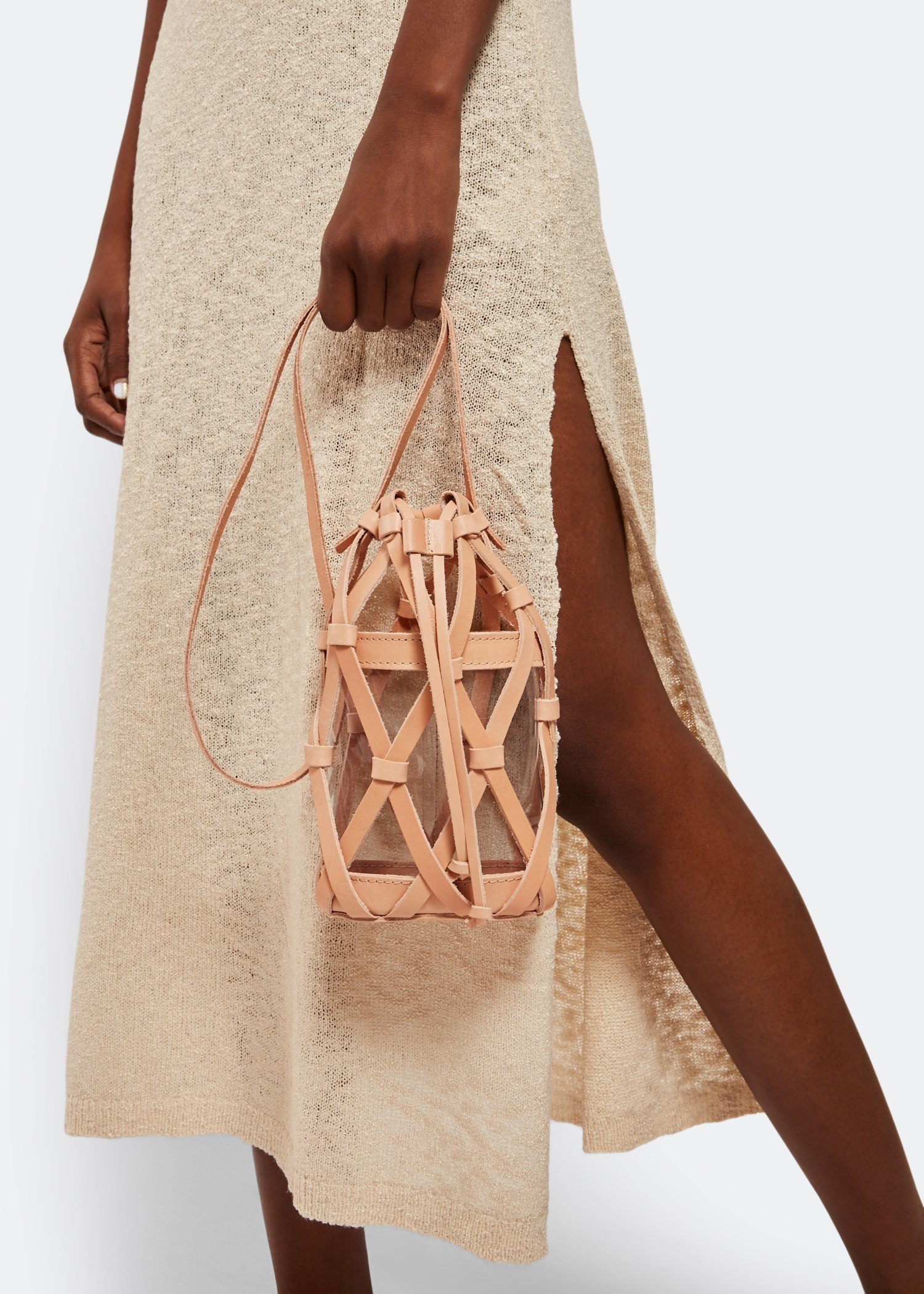 

Trellis small bucket bag, Beige