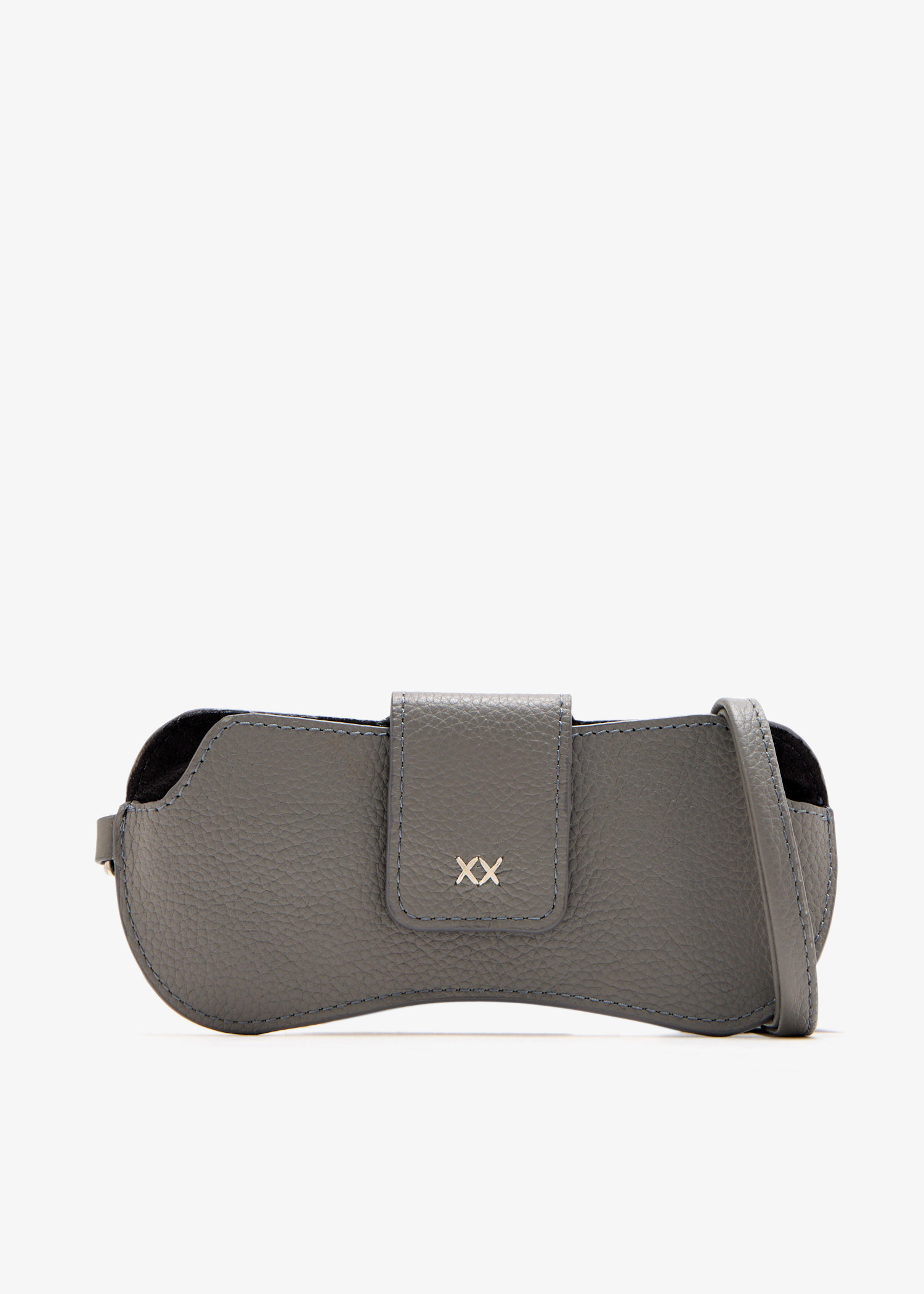 

Tumbled leather sunglasses case, Grey