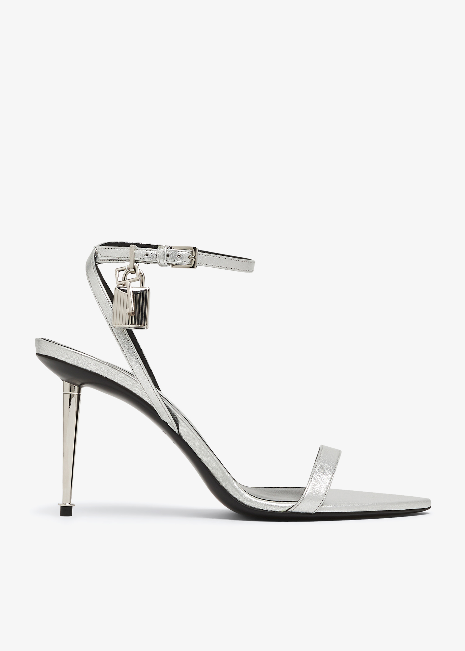 

Padlock naked sandals, Silver