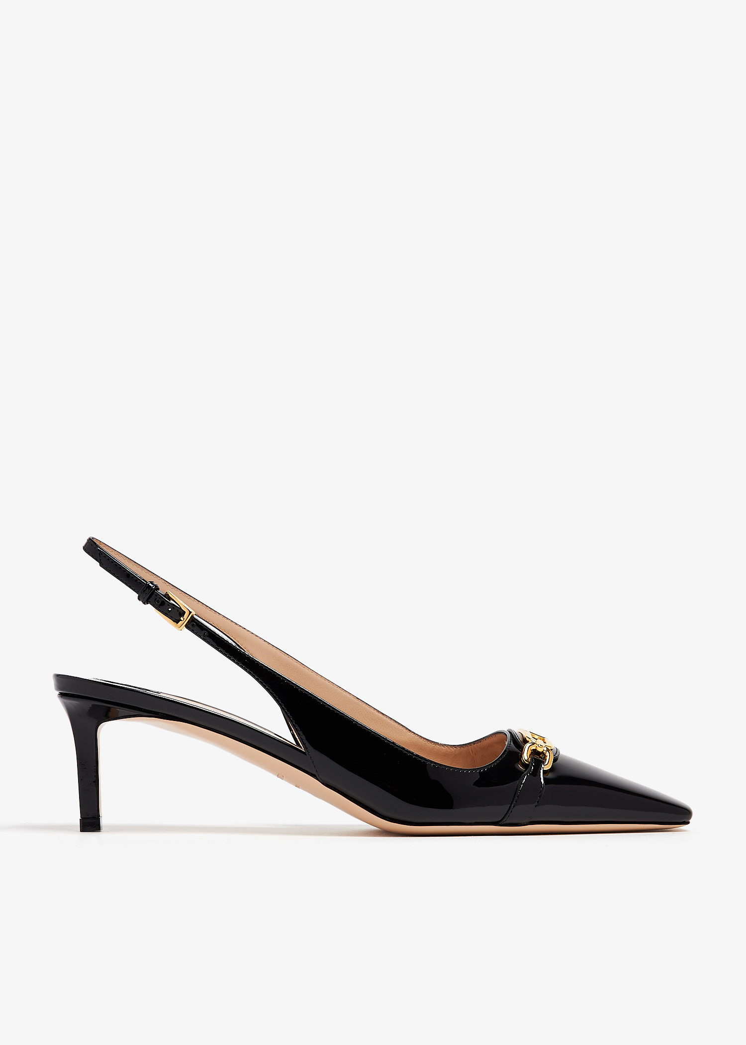 

Patent leather slingback pumps, Black