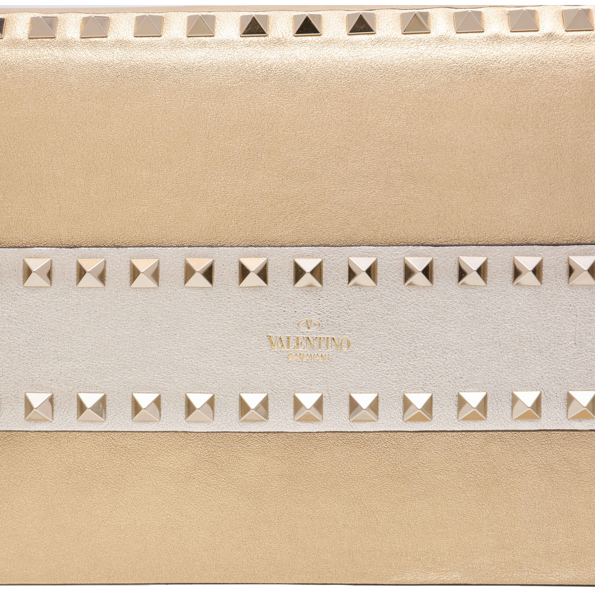 

Rockstud leather clutch, Gold