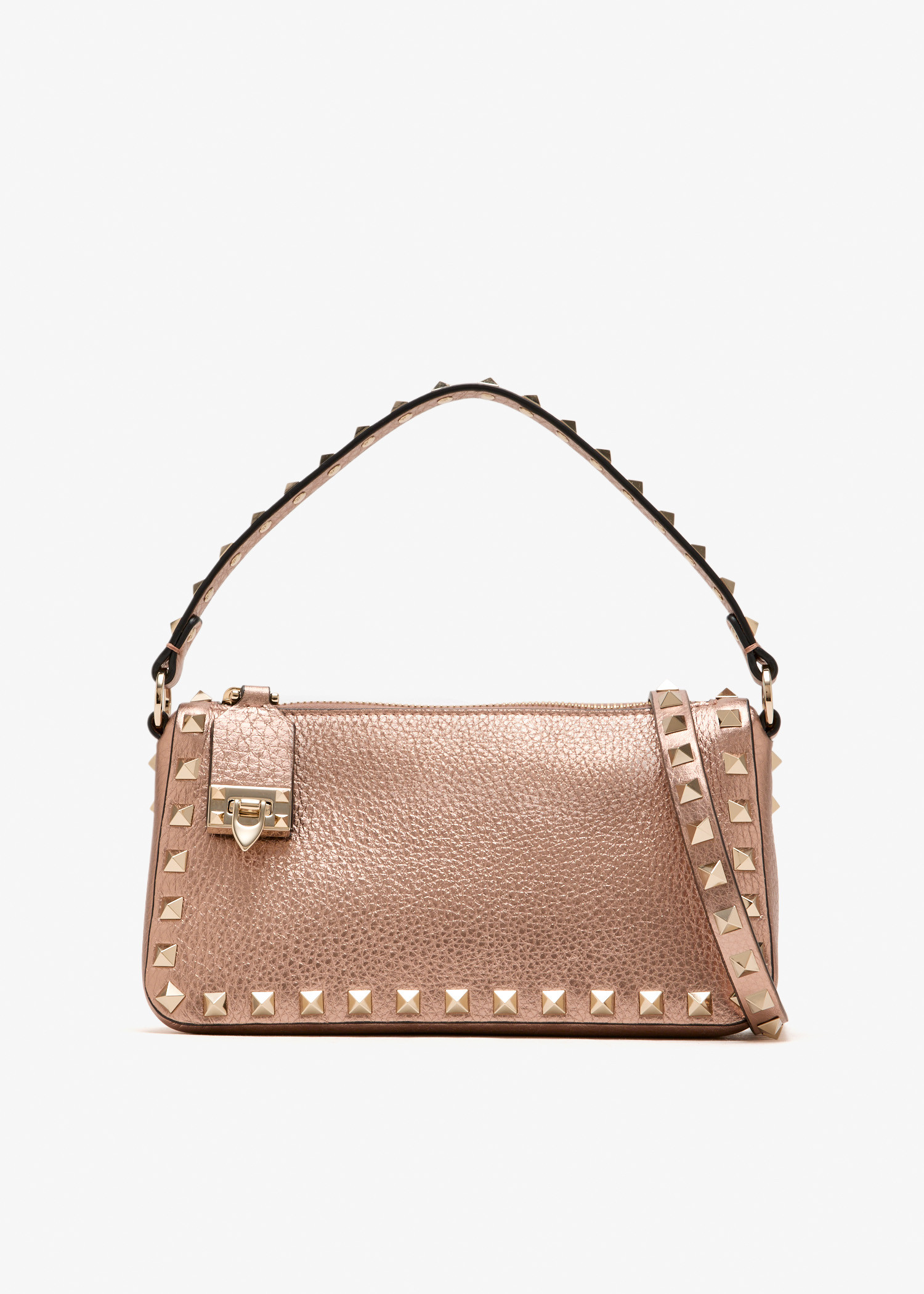 

Rockstud small crossbody bag, Rose gold