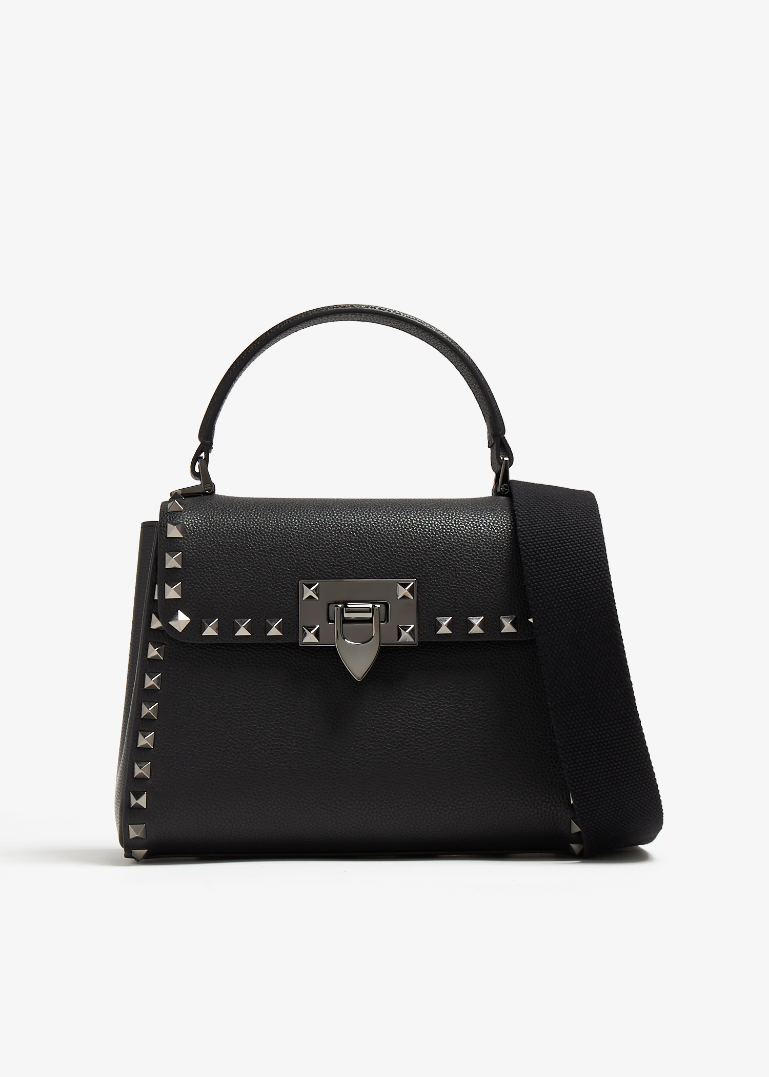 

Rockstud small top handle bag, Black