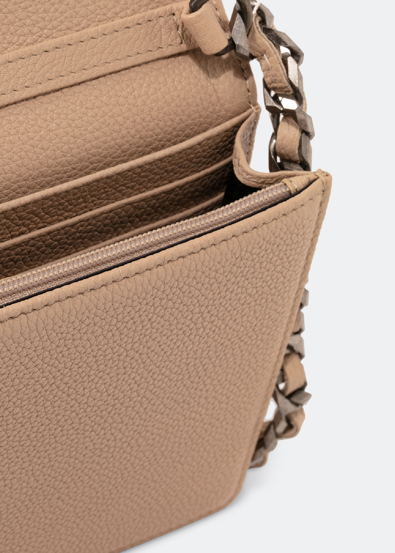 

Leather chain wallet, Beige