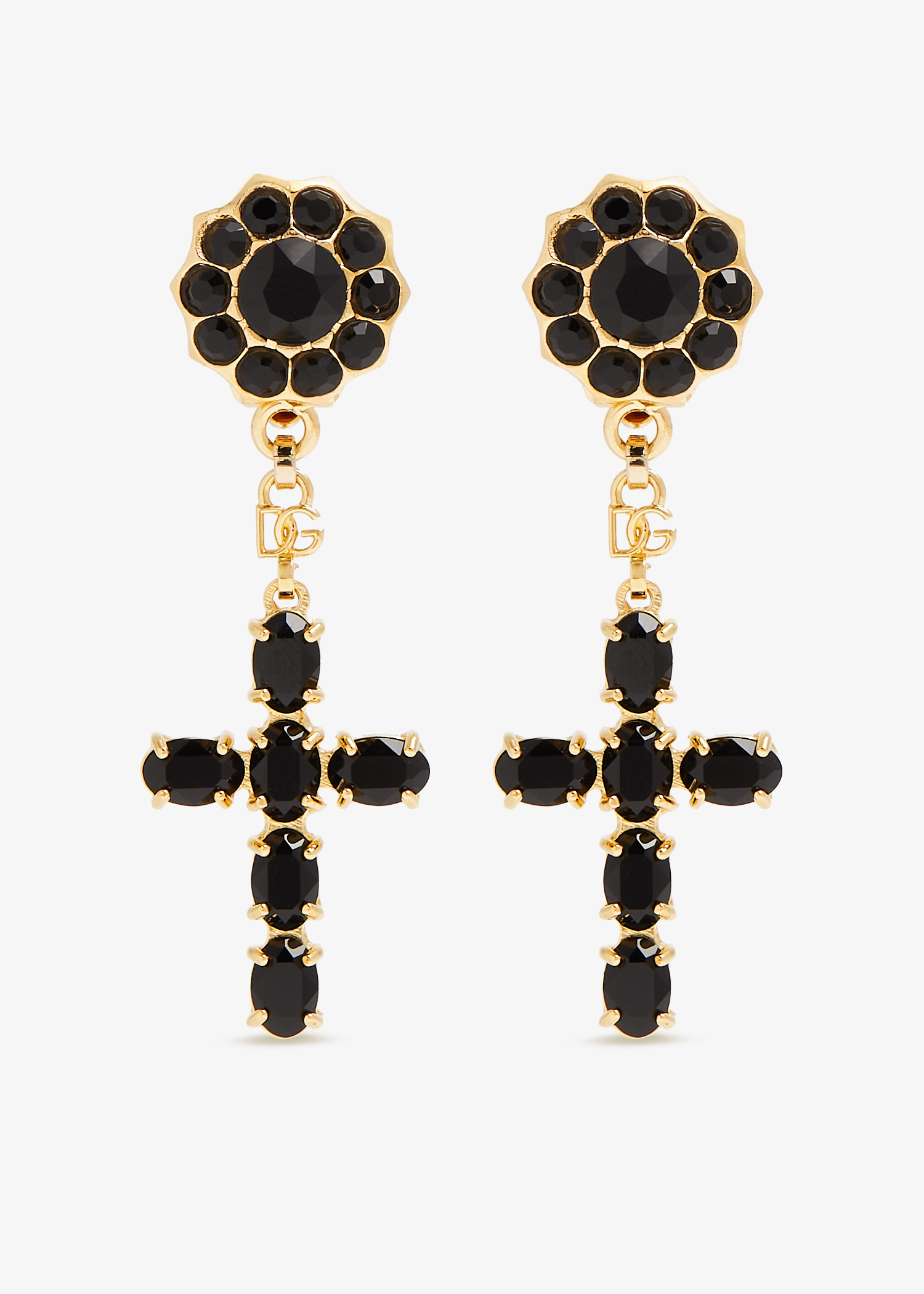 

Cross drop earrings, Black