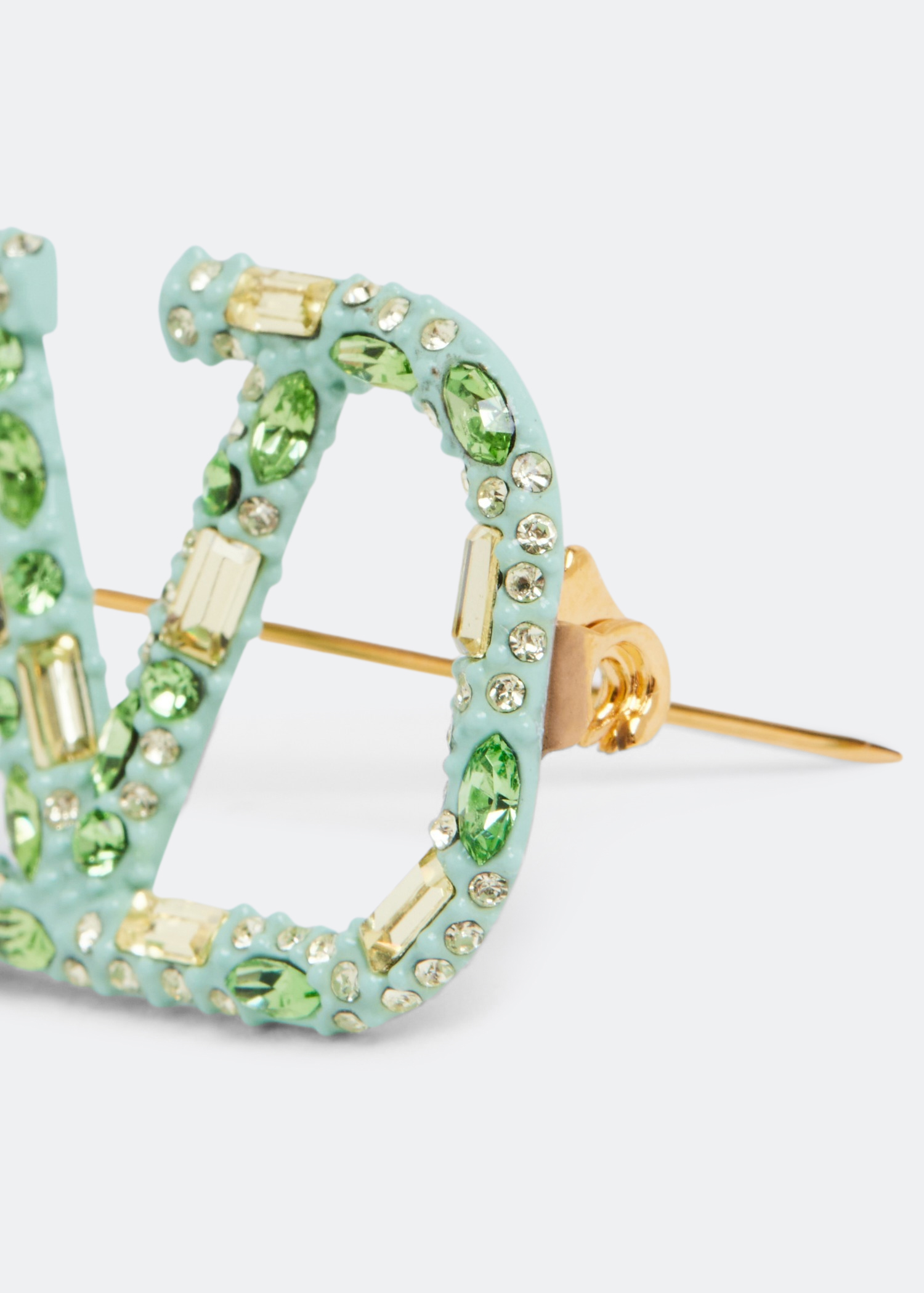 

VLogo Signature strass brooch, Green