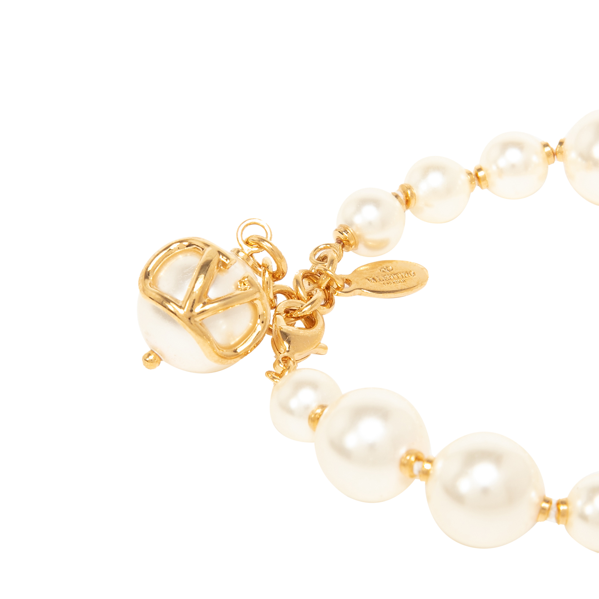 

VLogo Signature pearl bracelet, Gold