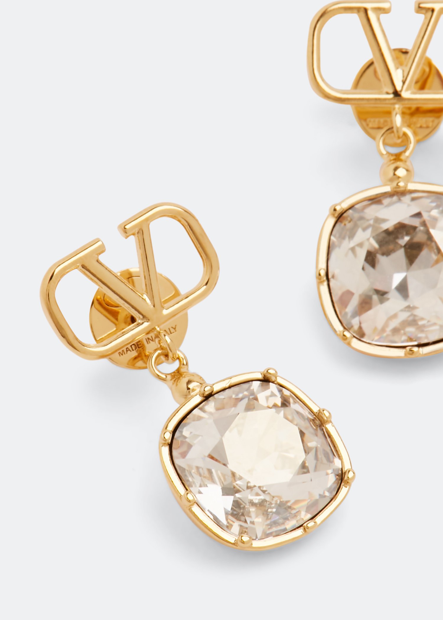 

VLogo Signature crystal earrings, Gold