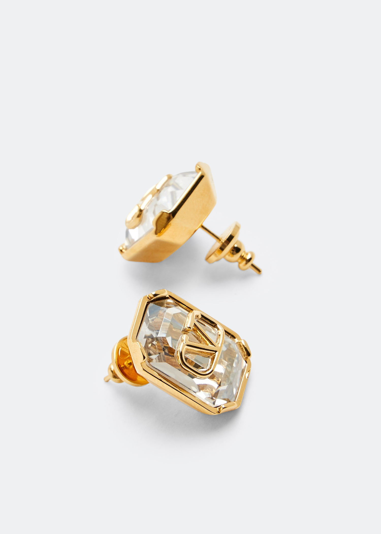 

VLogo Signature crystal earrings, Gold