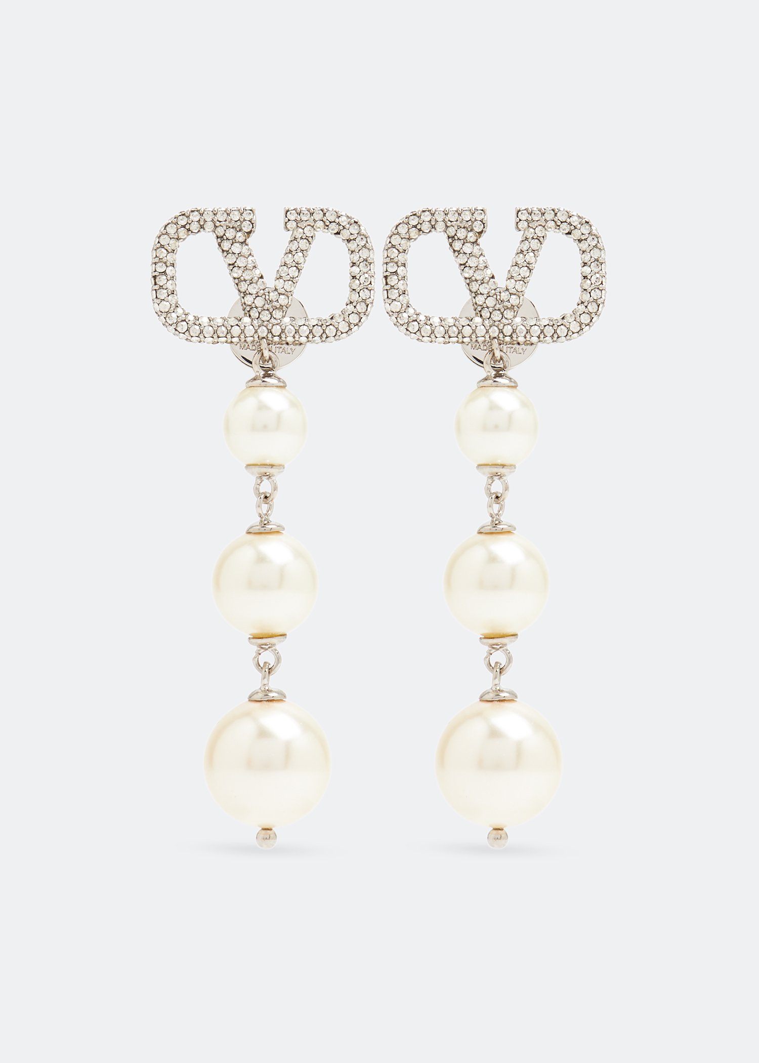 

VLogo Signature pearl earrings, Silver