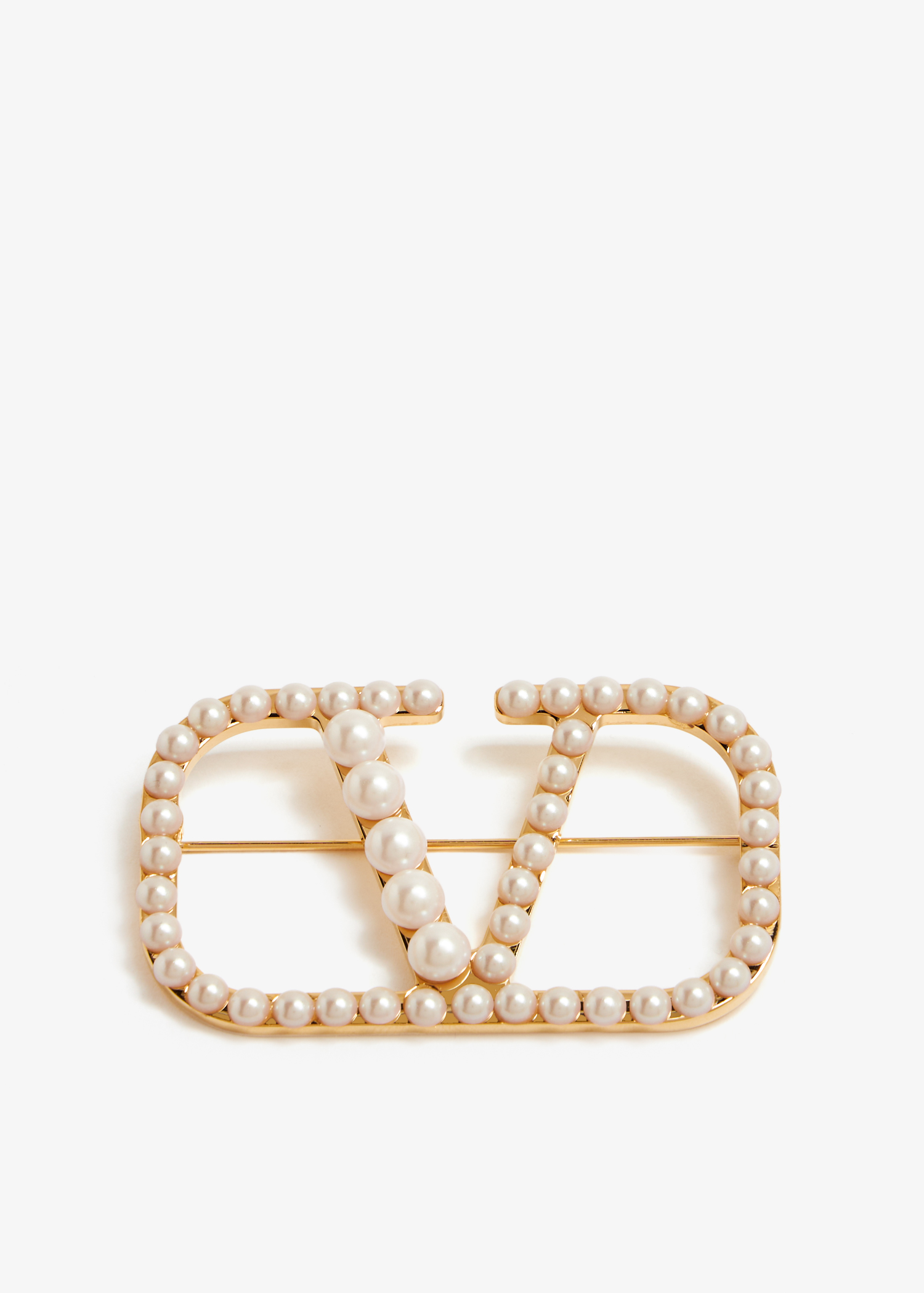 

VLogo Signature pearl brooch, Gold