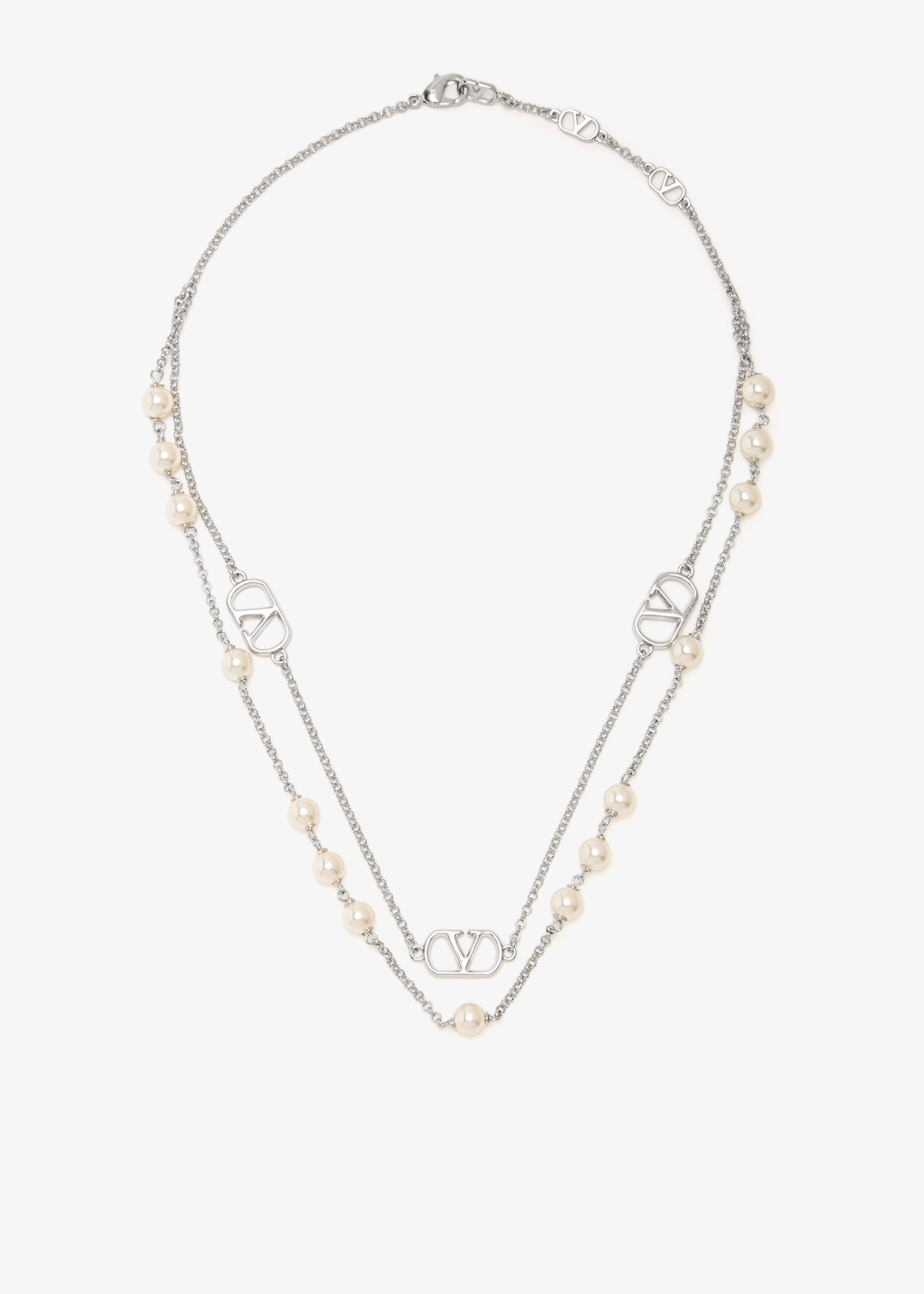 

VLogo Signature Pearl necklace, Silver