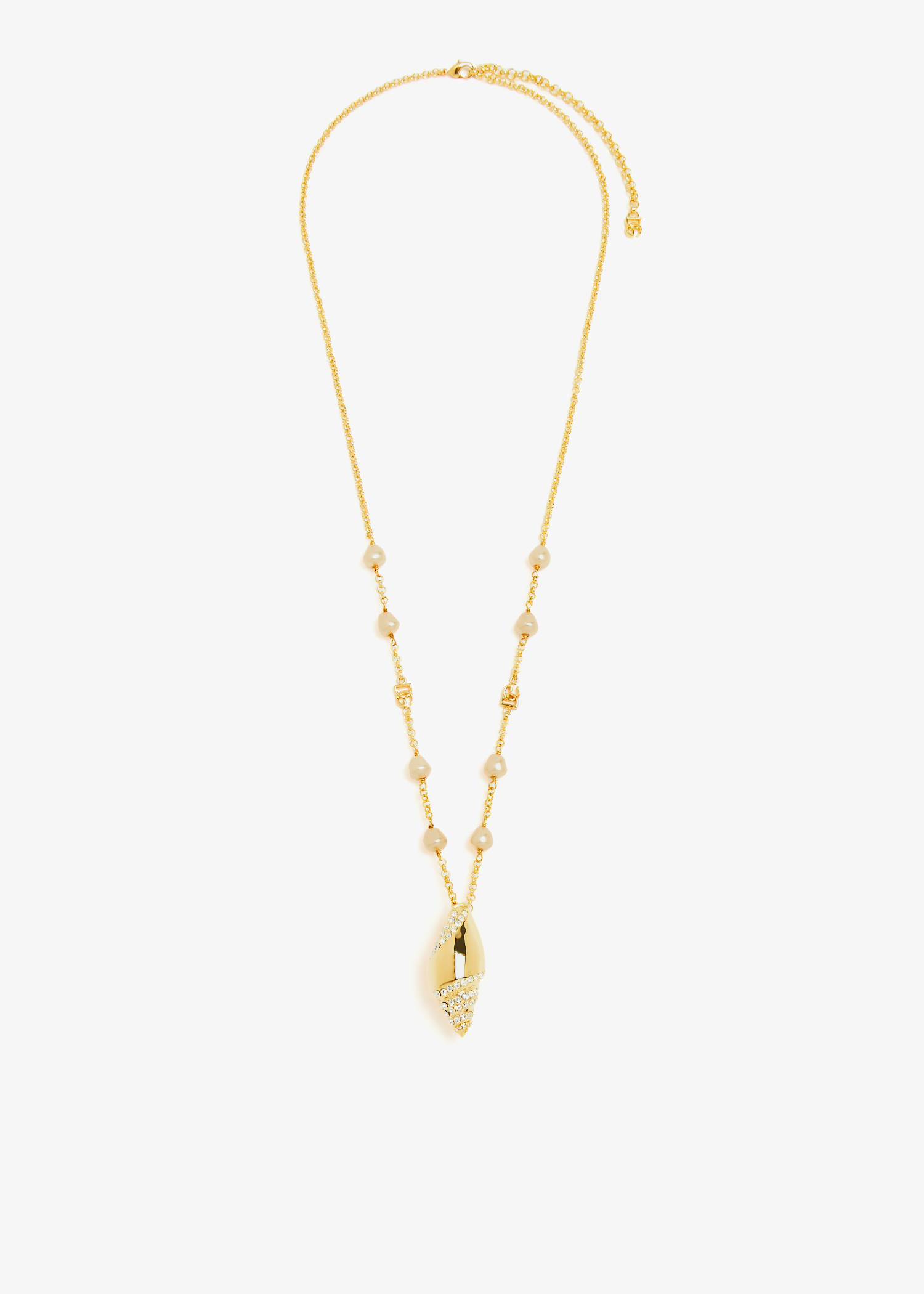 

DG logo embellished shell necklace, Gold