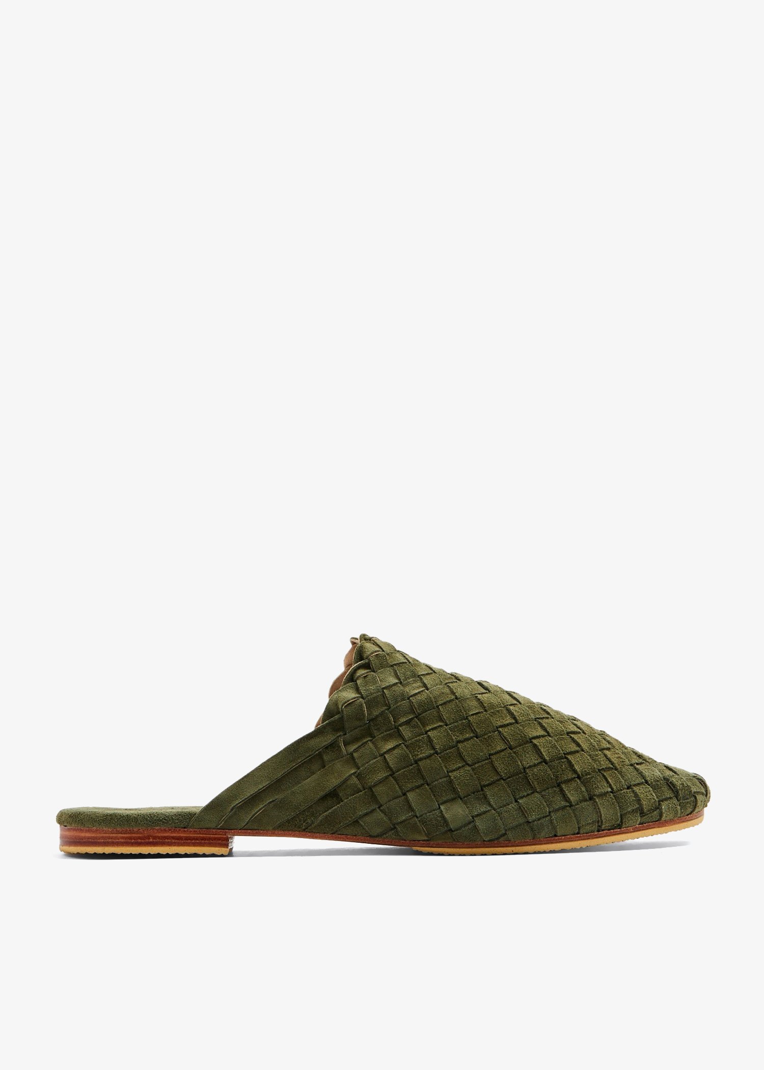 

Handwoven suede slippers, Green