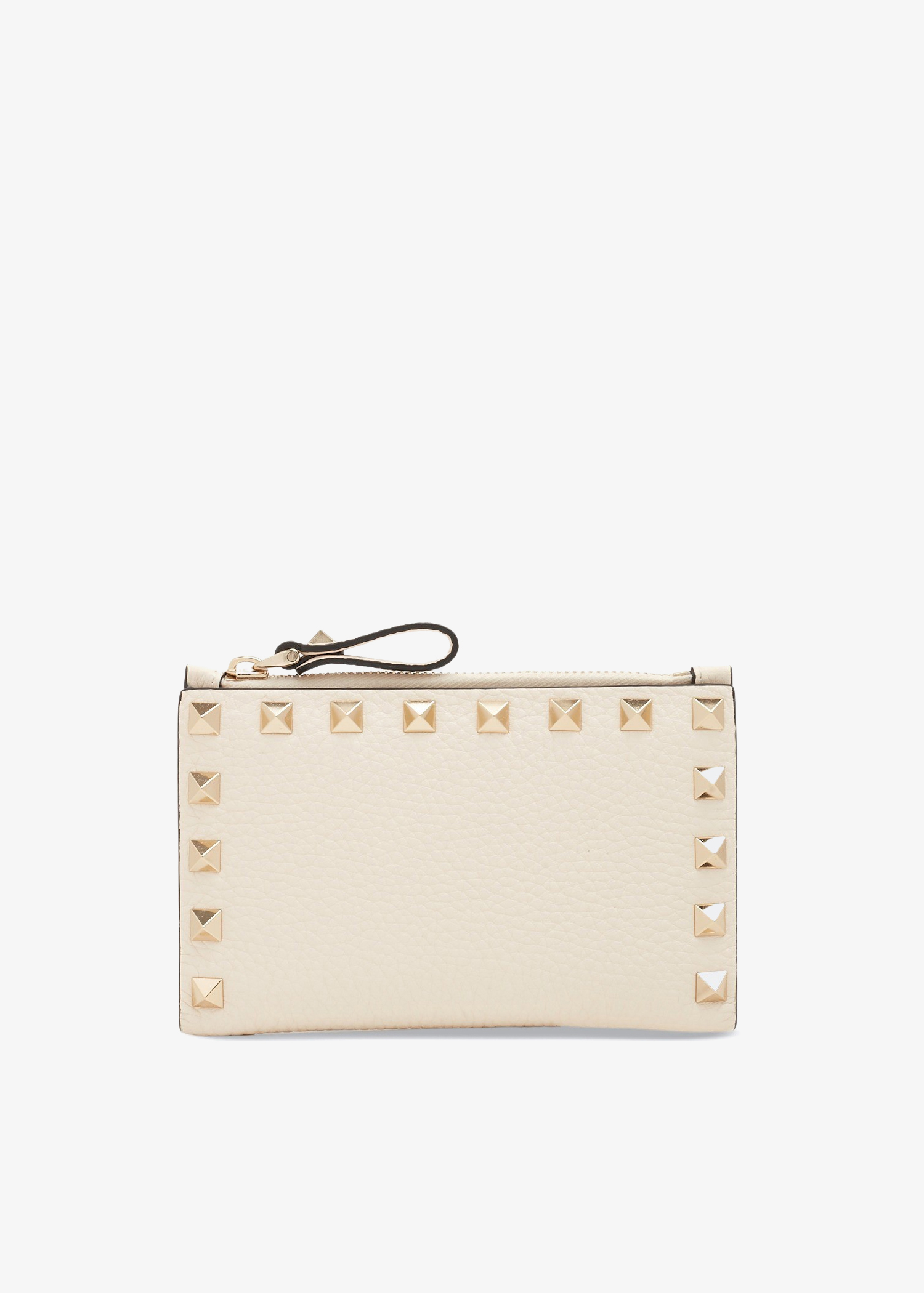 

Rockstud coin purse card holder, Beige