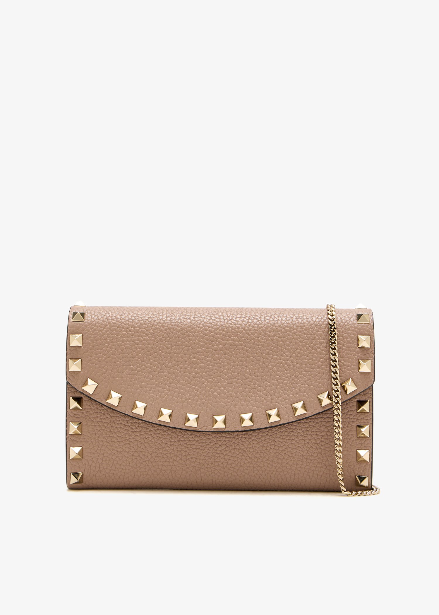 

Rockstud chain wallet, Beige