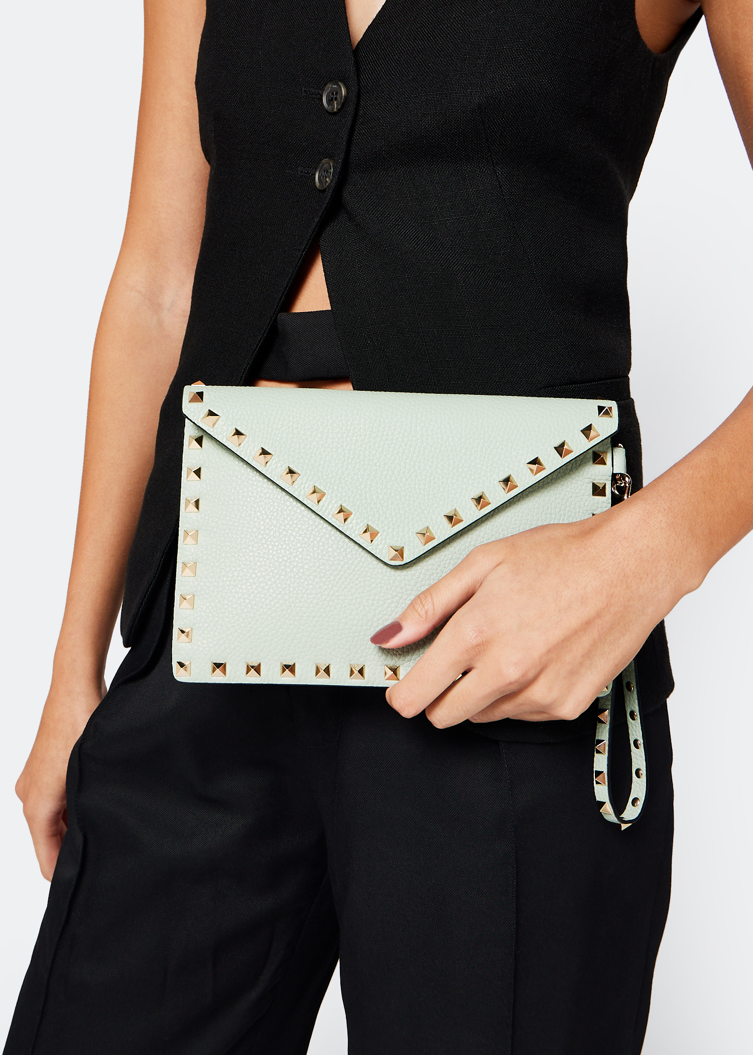 

Rockstud pouch, Green