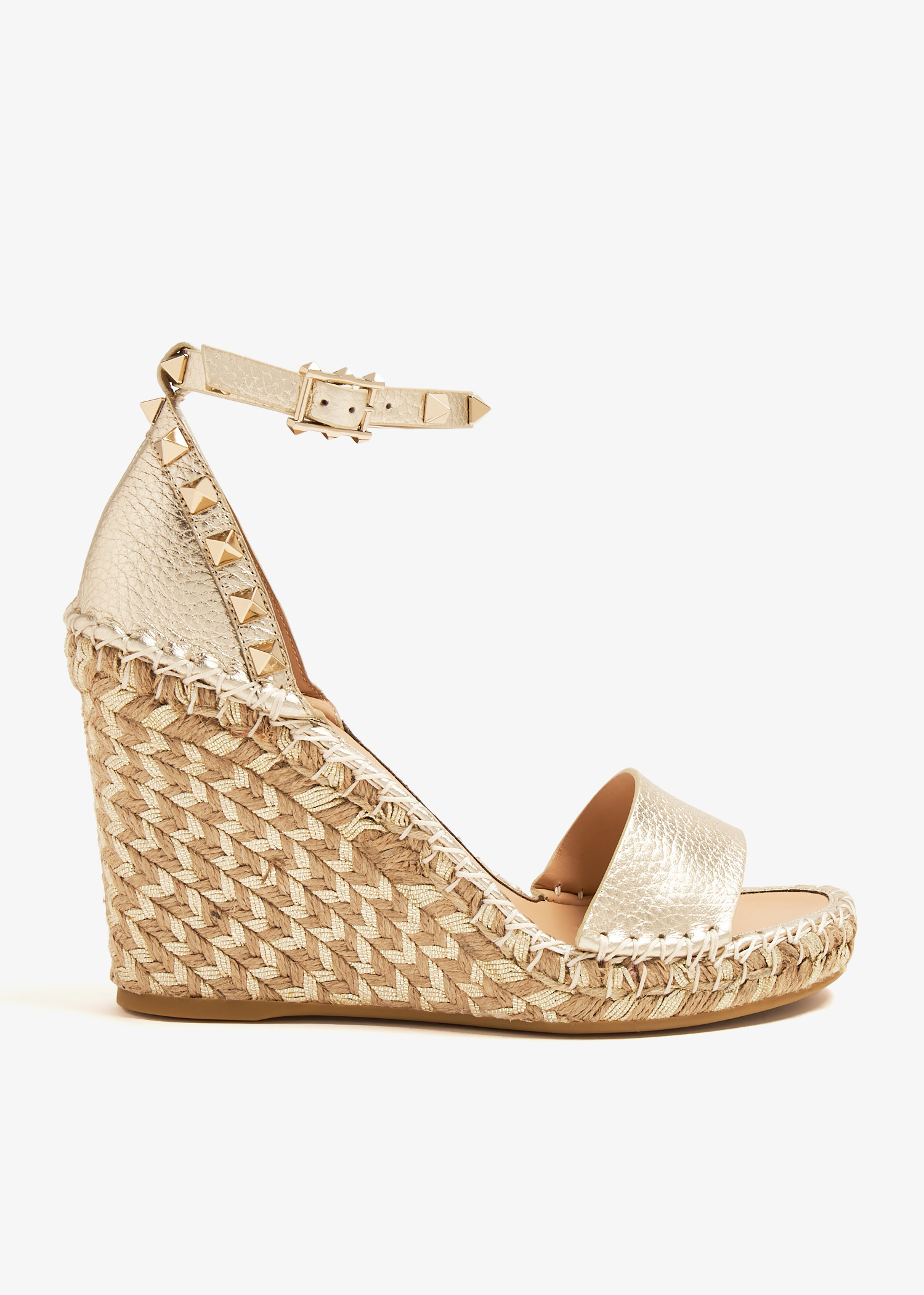 

Rockstud double wedge sandals, Gold