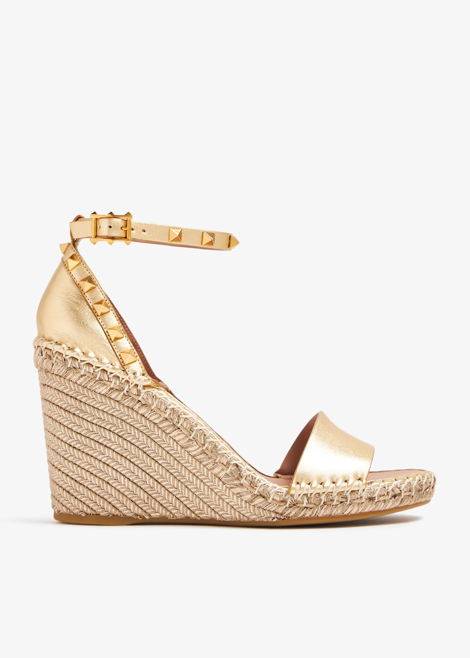 

Rockstud double wedge sandals, Gold