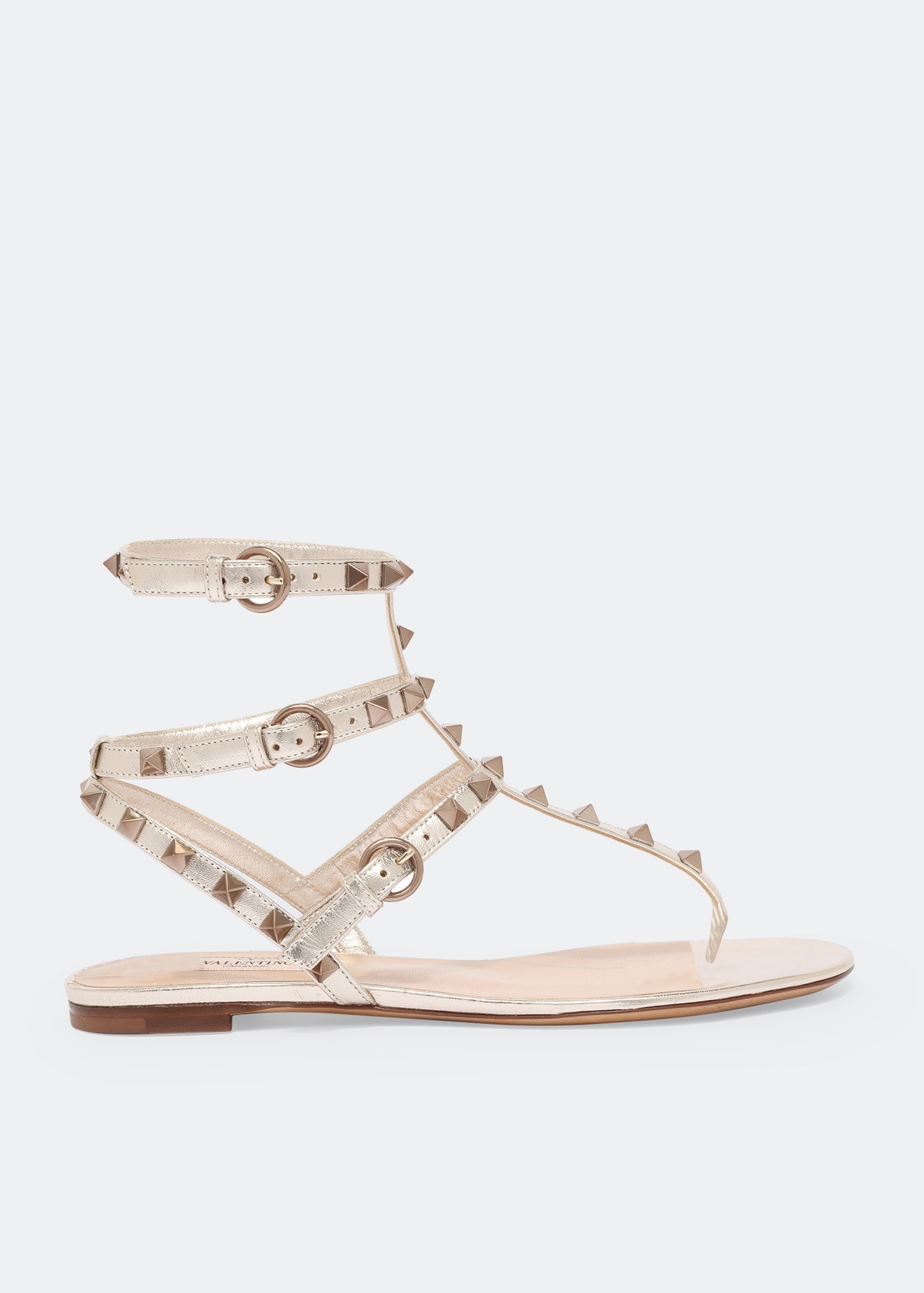 

Rockstud flat sandals, Metallic