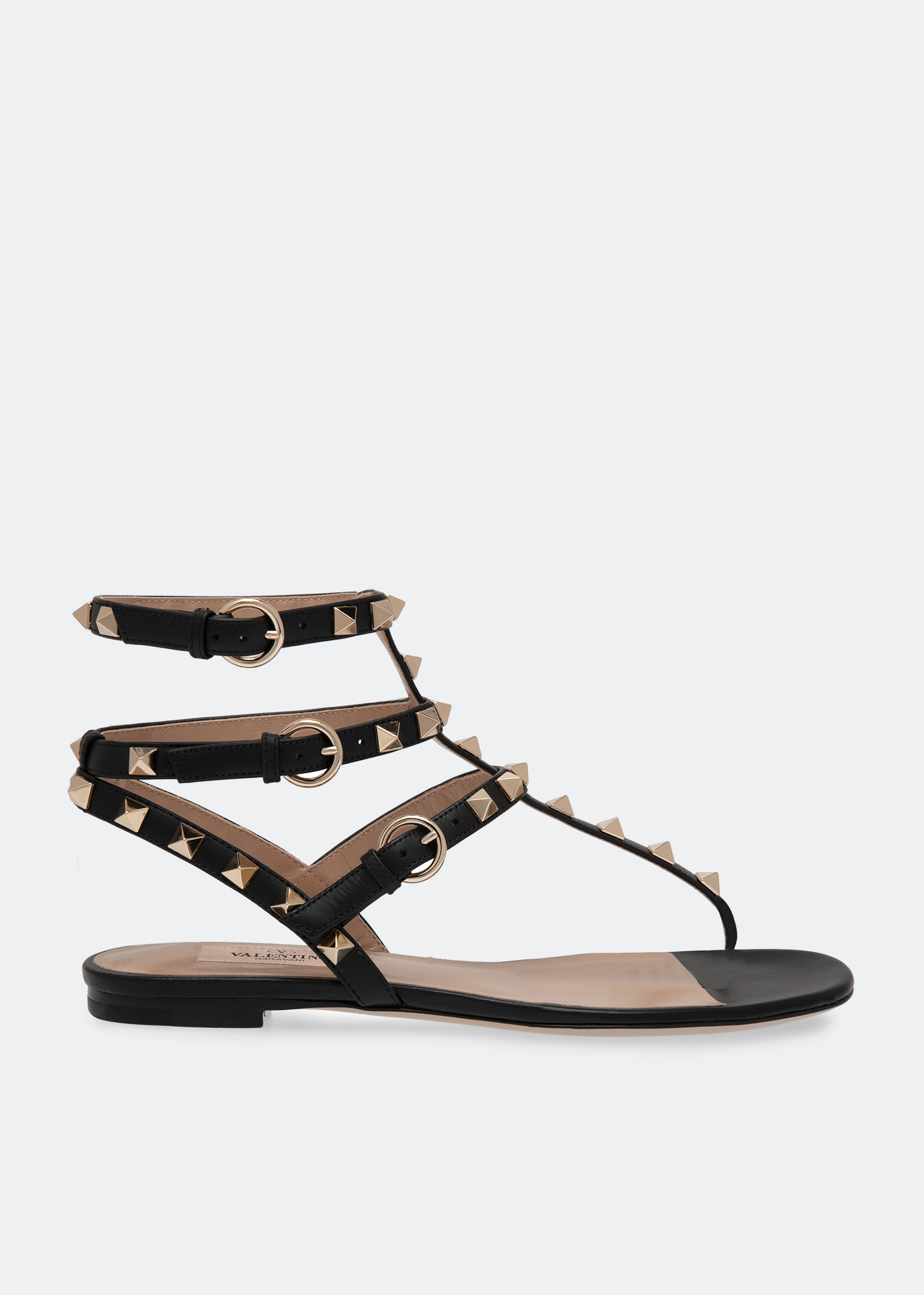 

Rockstud flat sandals, Black