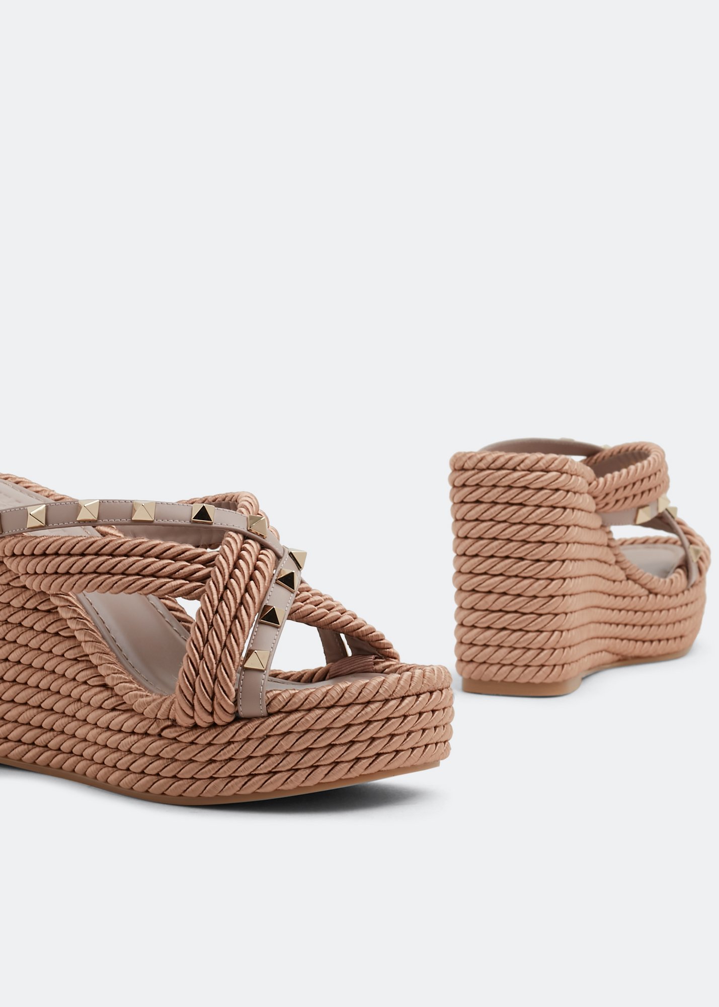 

Rockstud wedge sandals, Beige