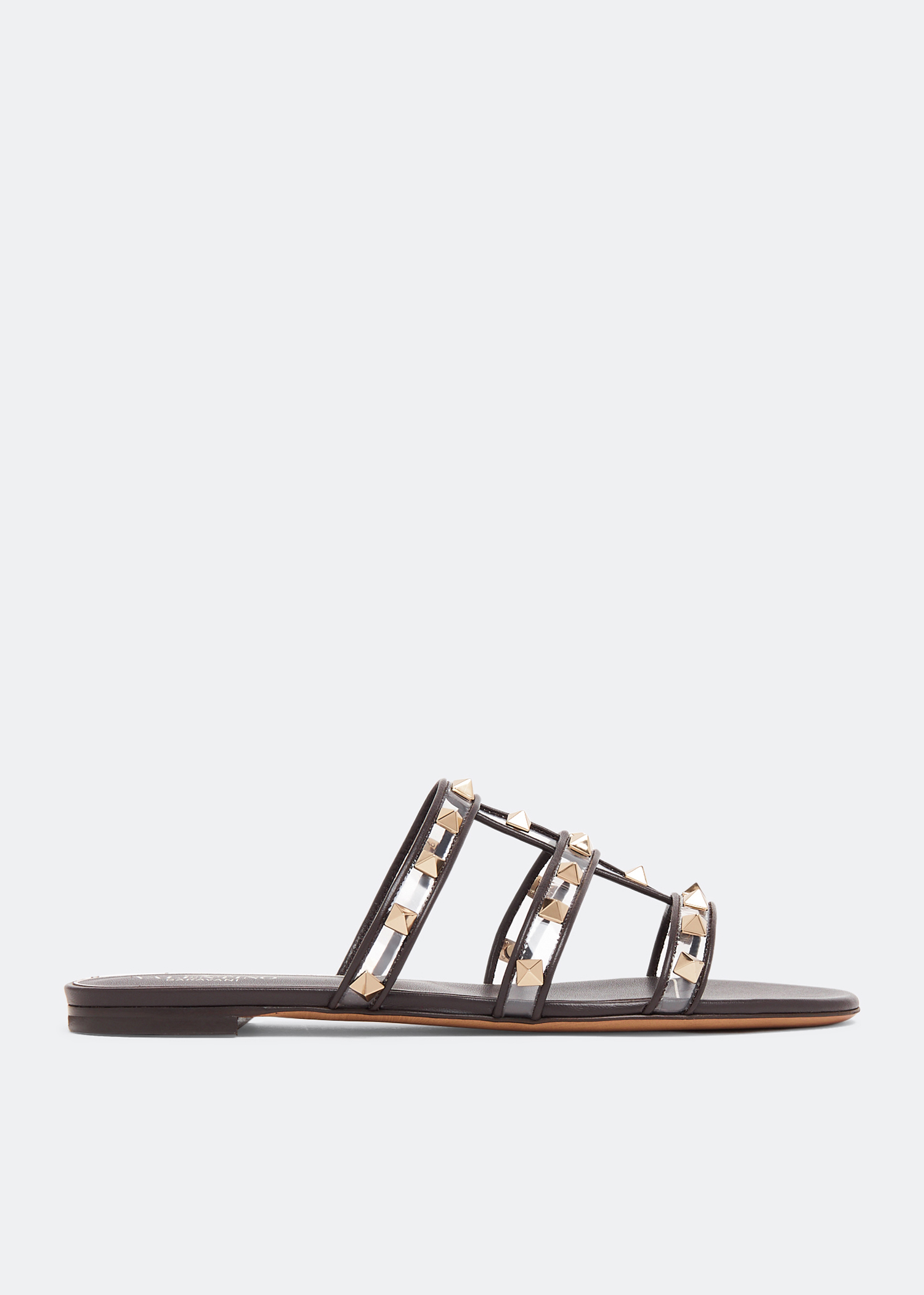 

Rockstud flat sandals, Black