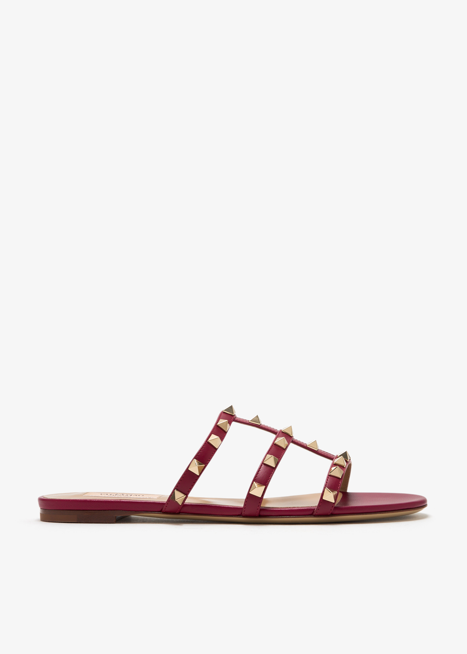 

Rockstud flat sandals, Burgundy