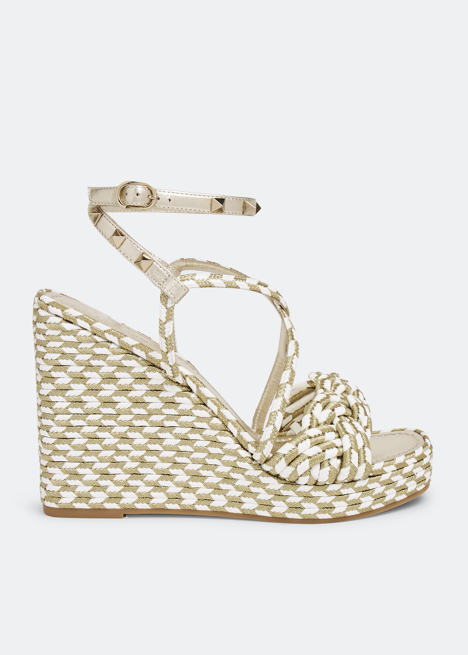 

Rockstud Torchon wedge sandals, Gold