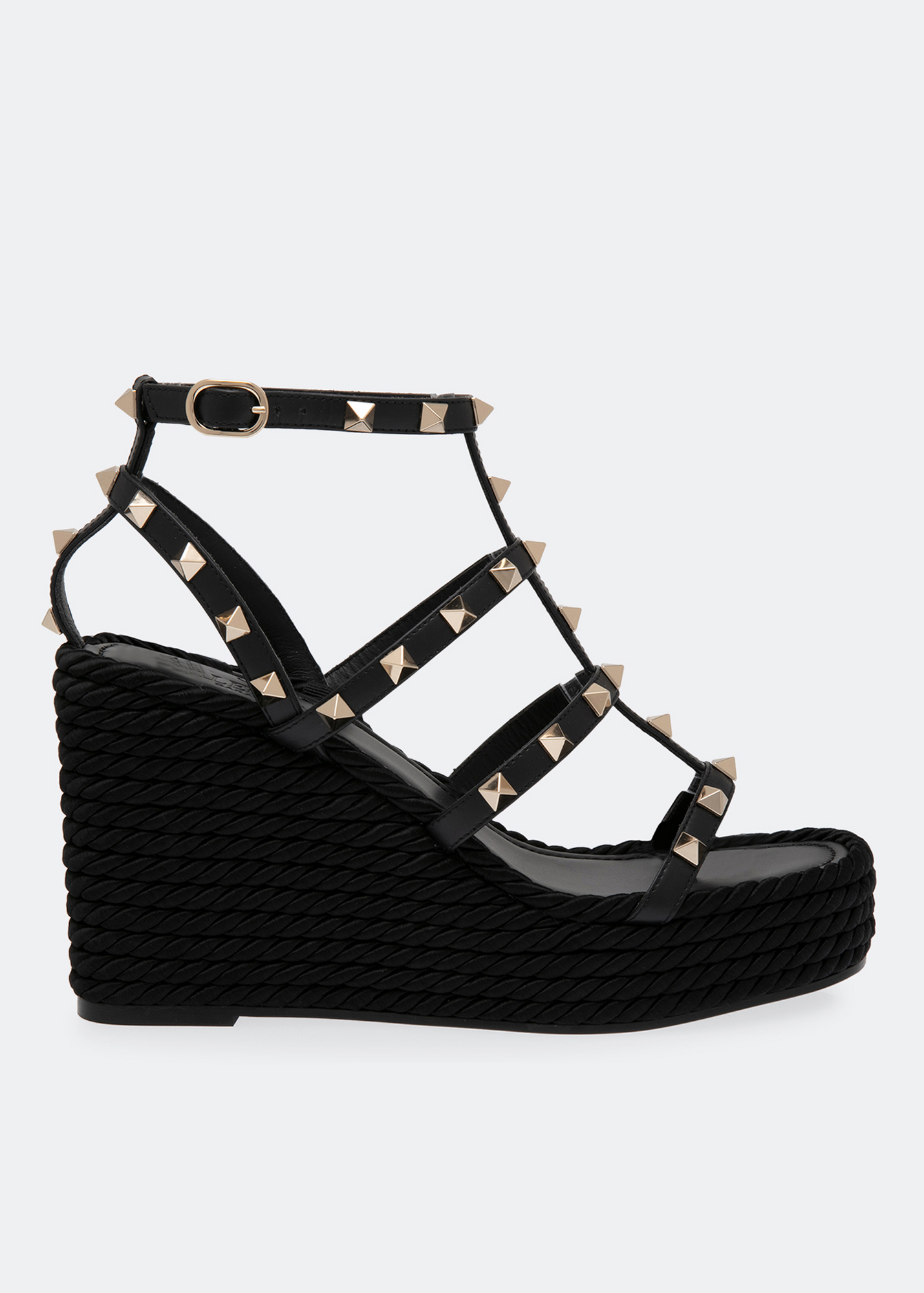 

Rockstud wedge sandals, Black