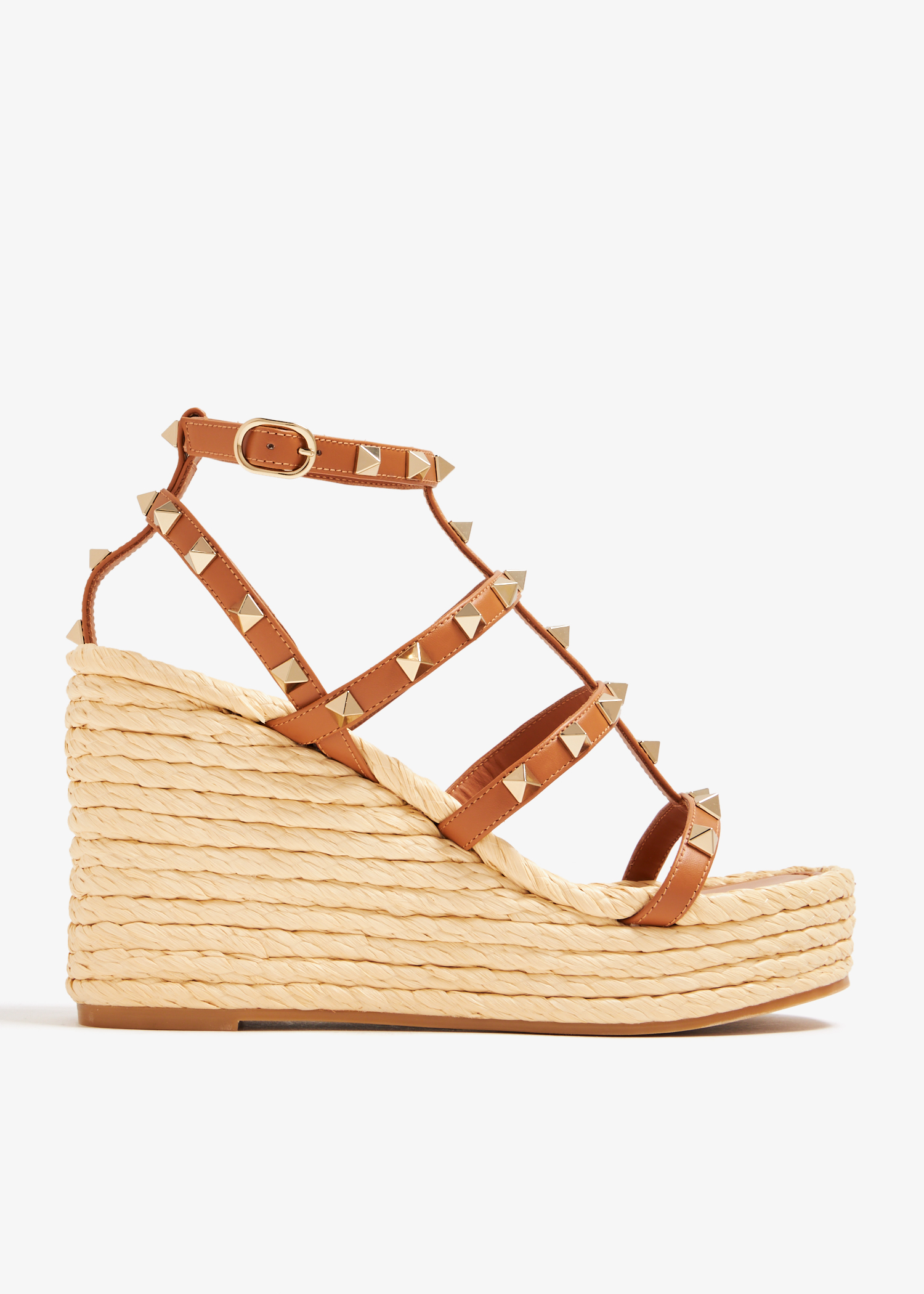 

Rockstud wedge sandals, Brown