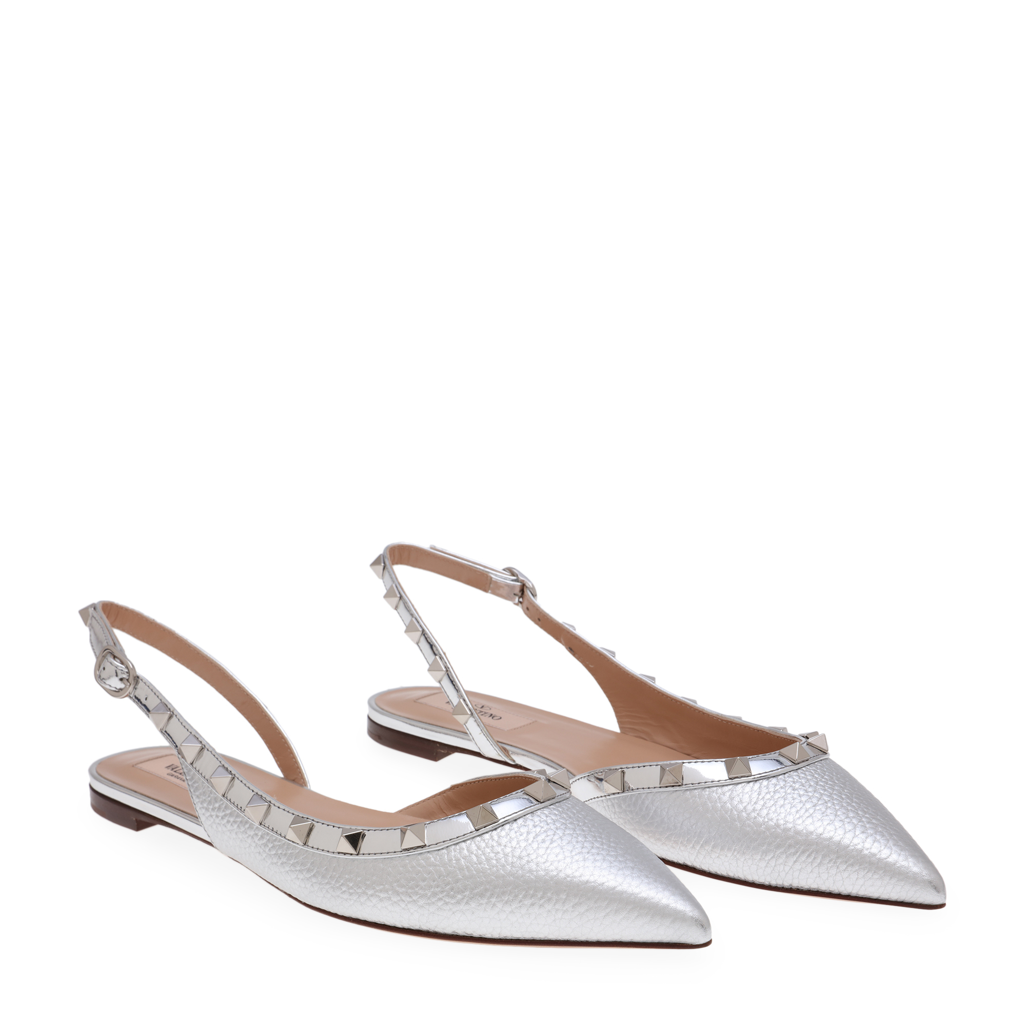 

Rockstud ballet flats, Silver