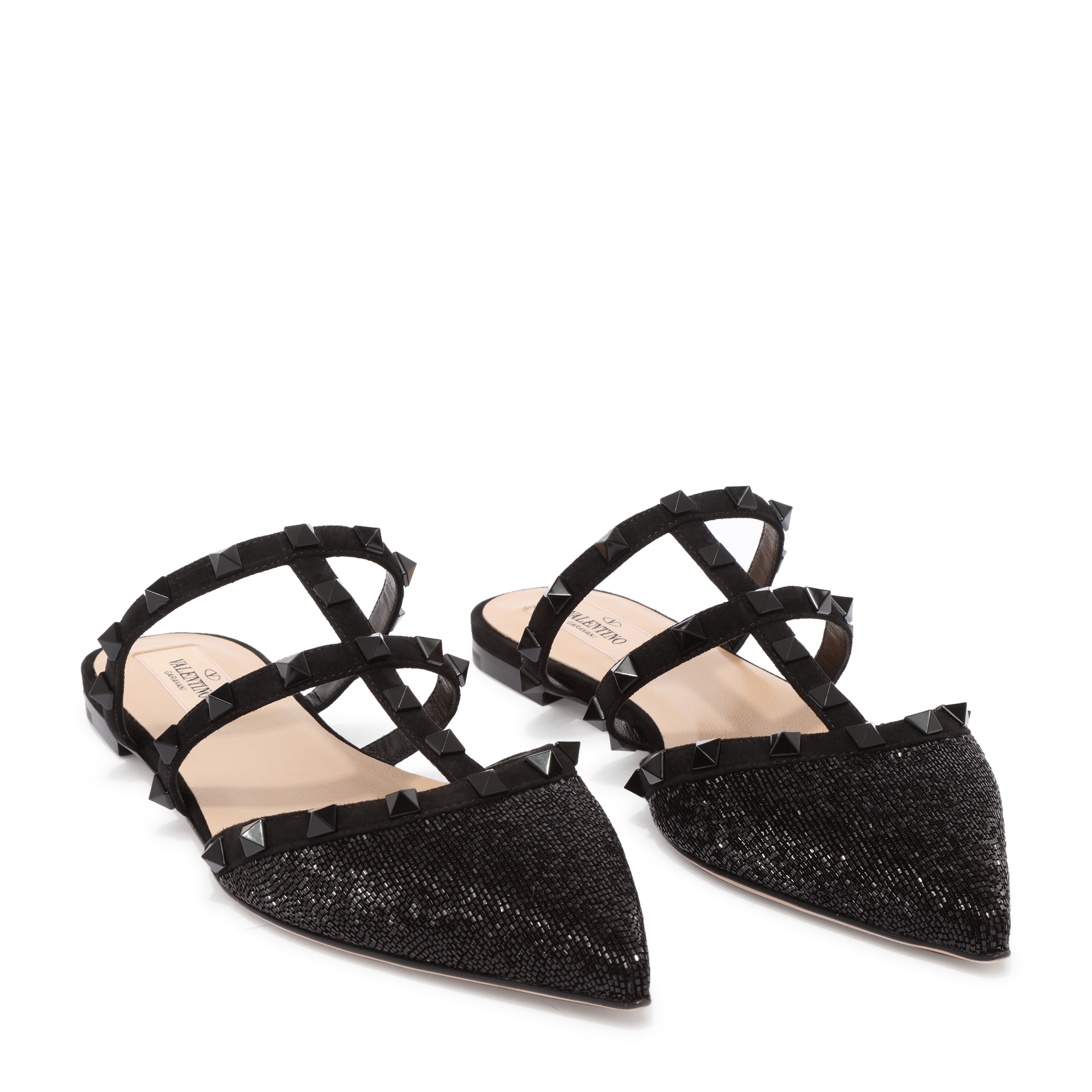 

Rockstud flat mules, Black