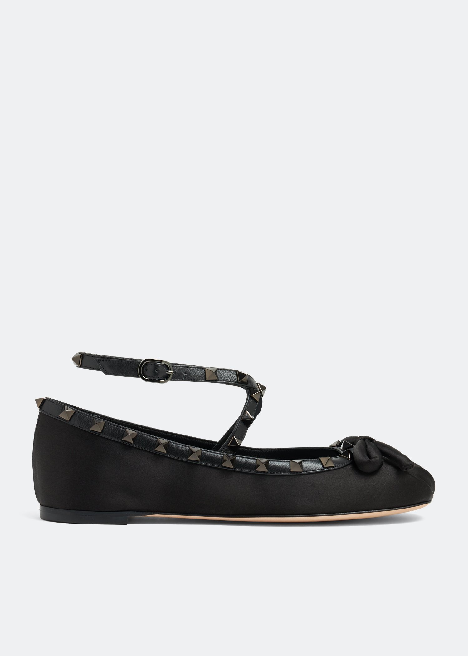 

Rockstud satin ballerinas, Black