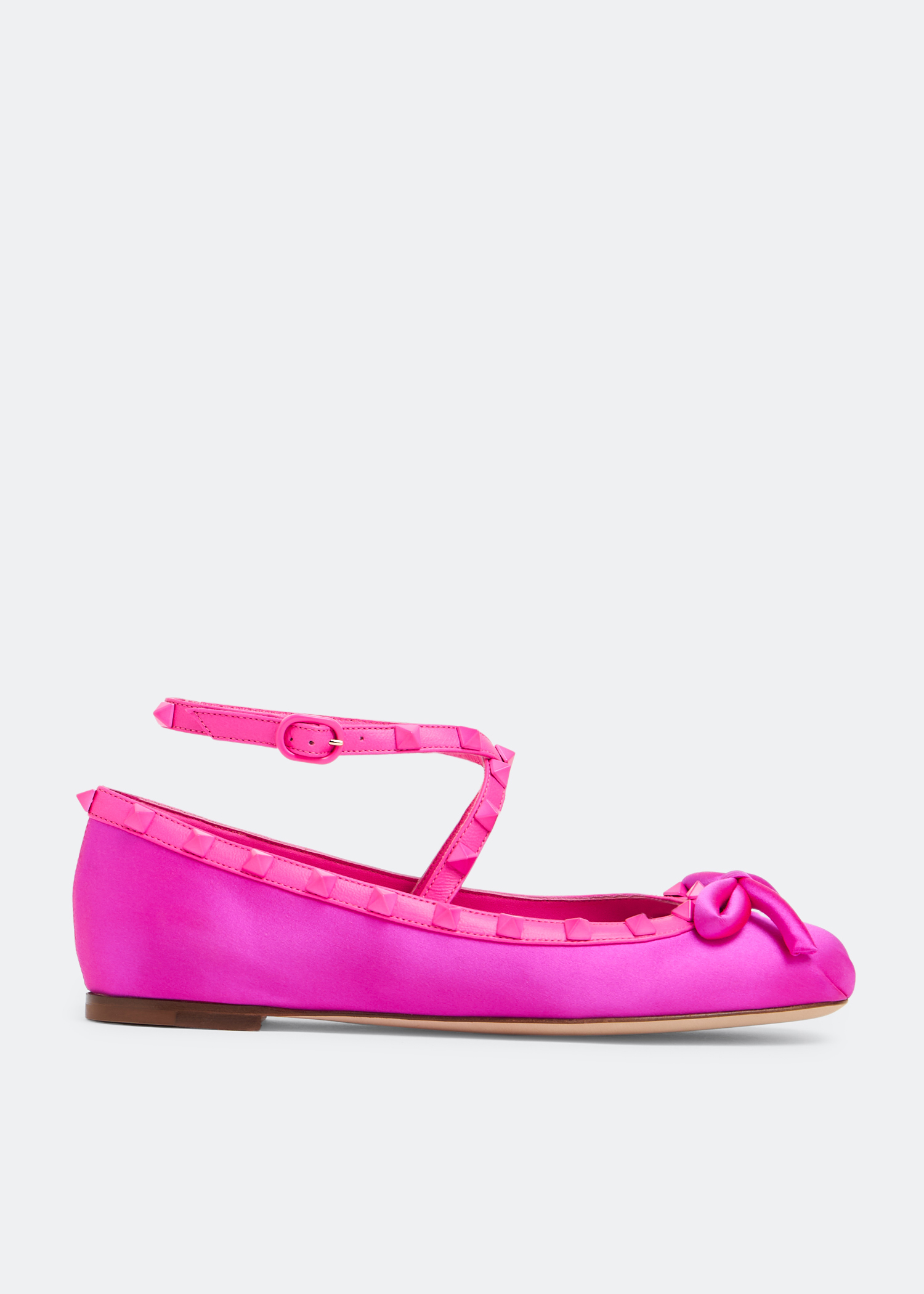 

Rockstud satin ballerinas, Pink