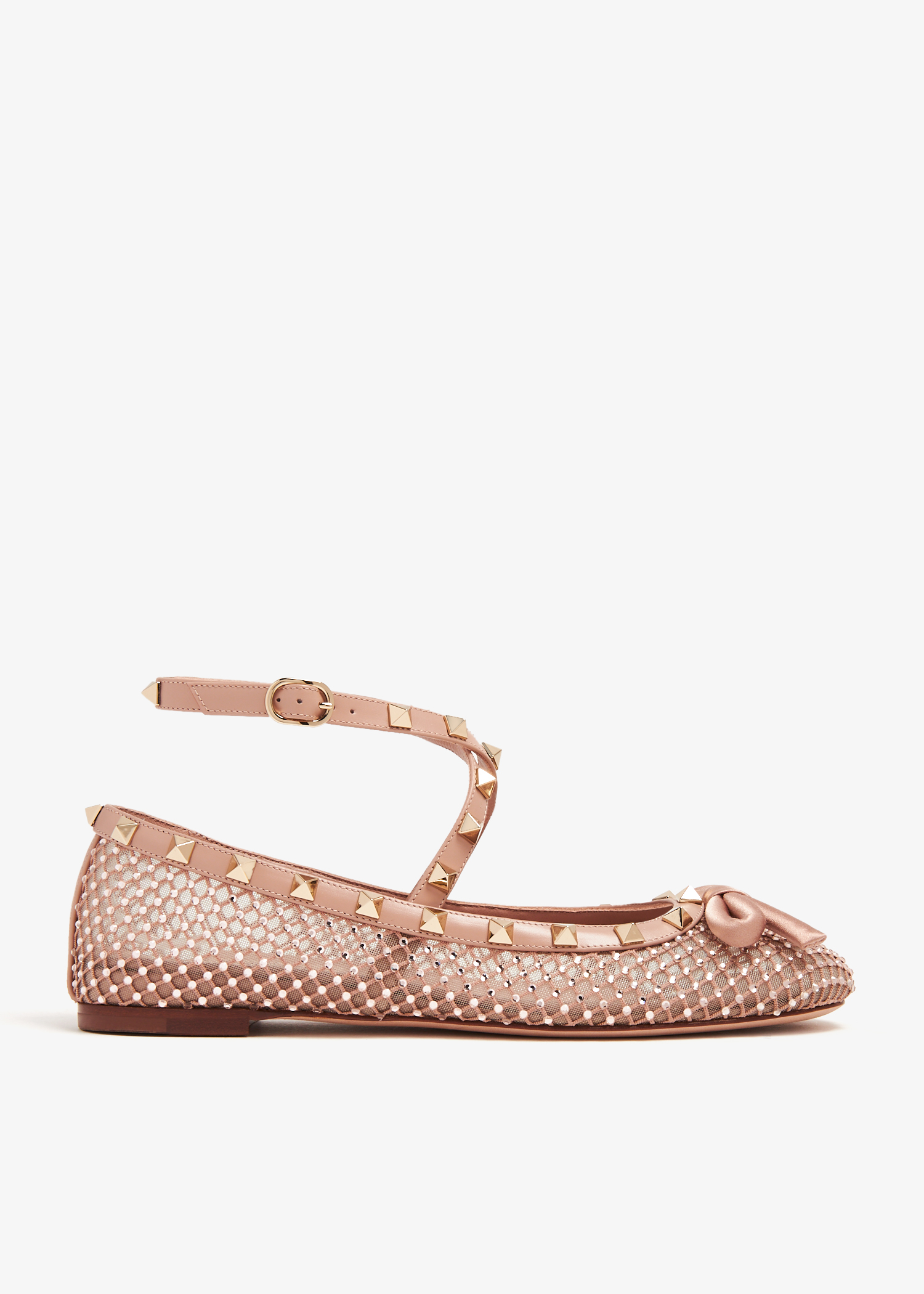 

Rockstud mesh ballerinas, Pink