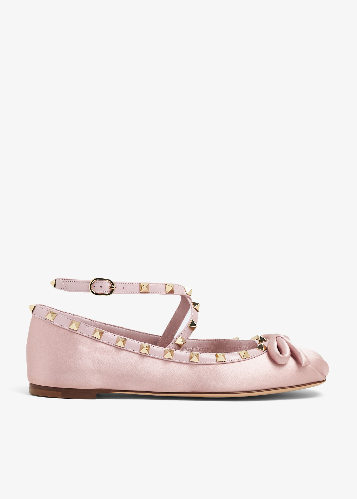 

Rockstud satin ballerinas, Pink